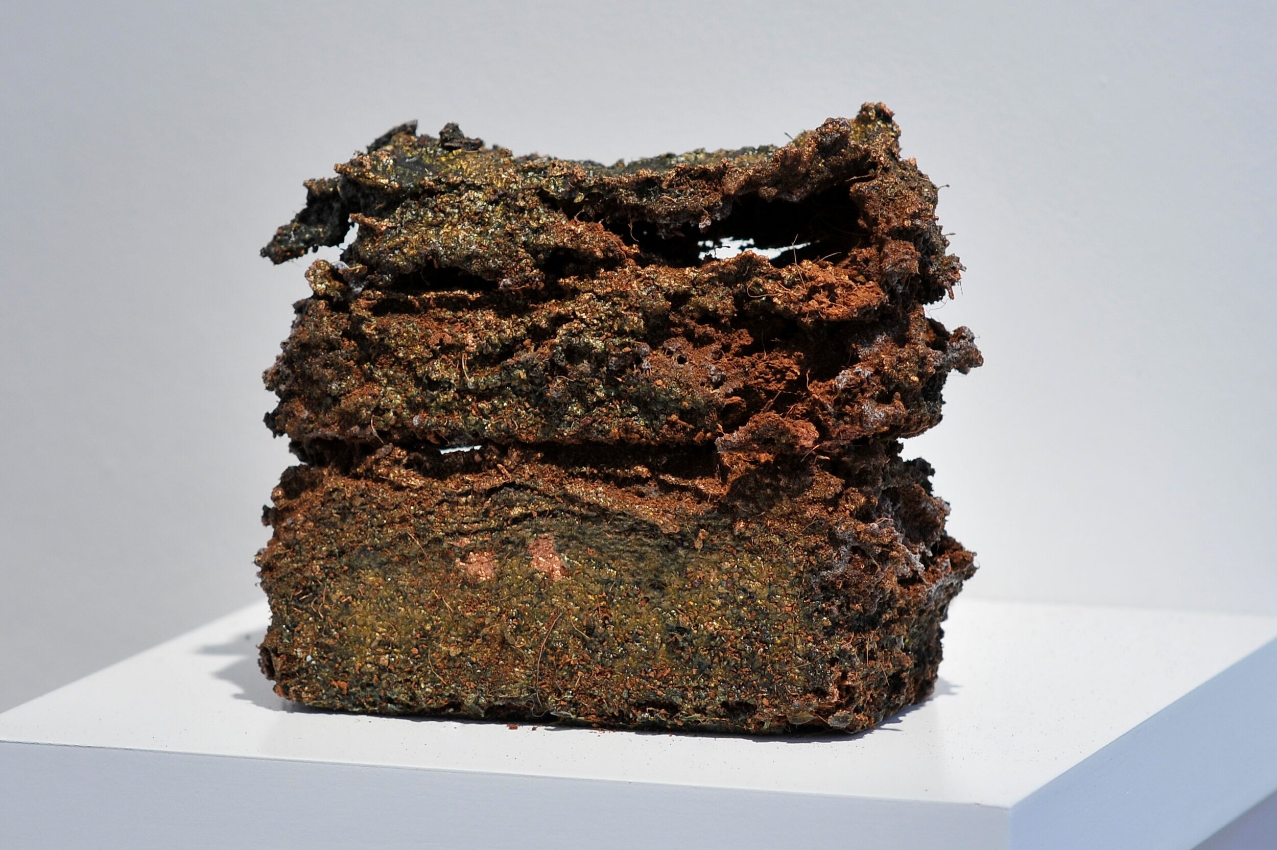 RELIC Soil blocks, metallic paint, latex 15 x 17 x 11 cm. 2013