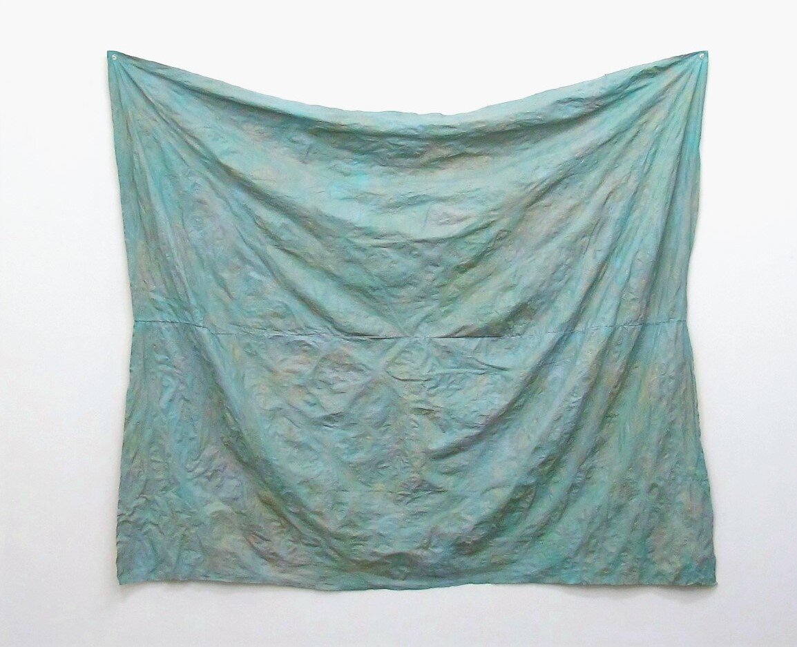 SEA SLIP Tarpaulin, Dutch metal, oil, nylon 198 x 175 cm. 2017