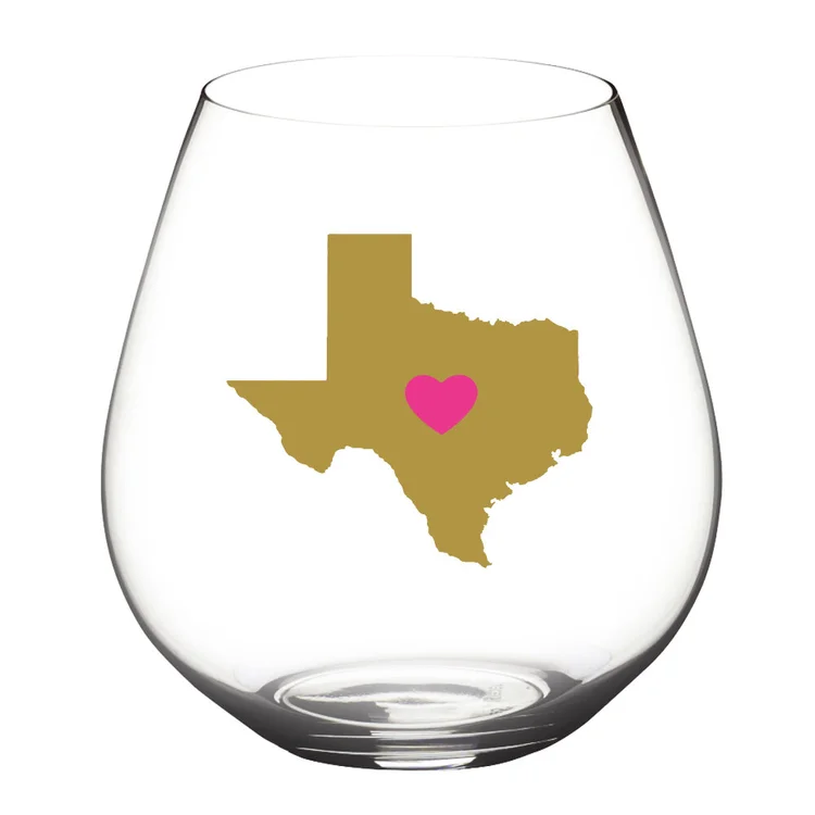 State of Wine- 2 pack- Texas- Pink Heart  Wine Outside