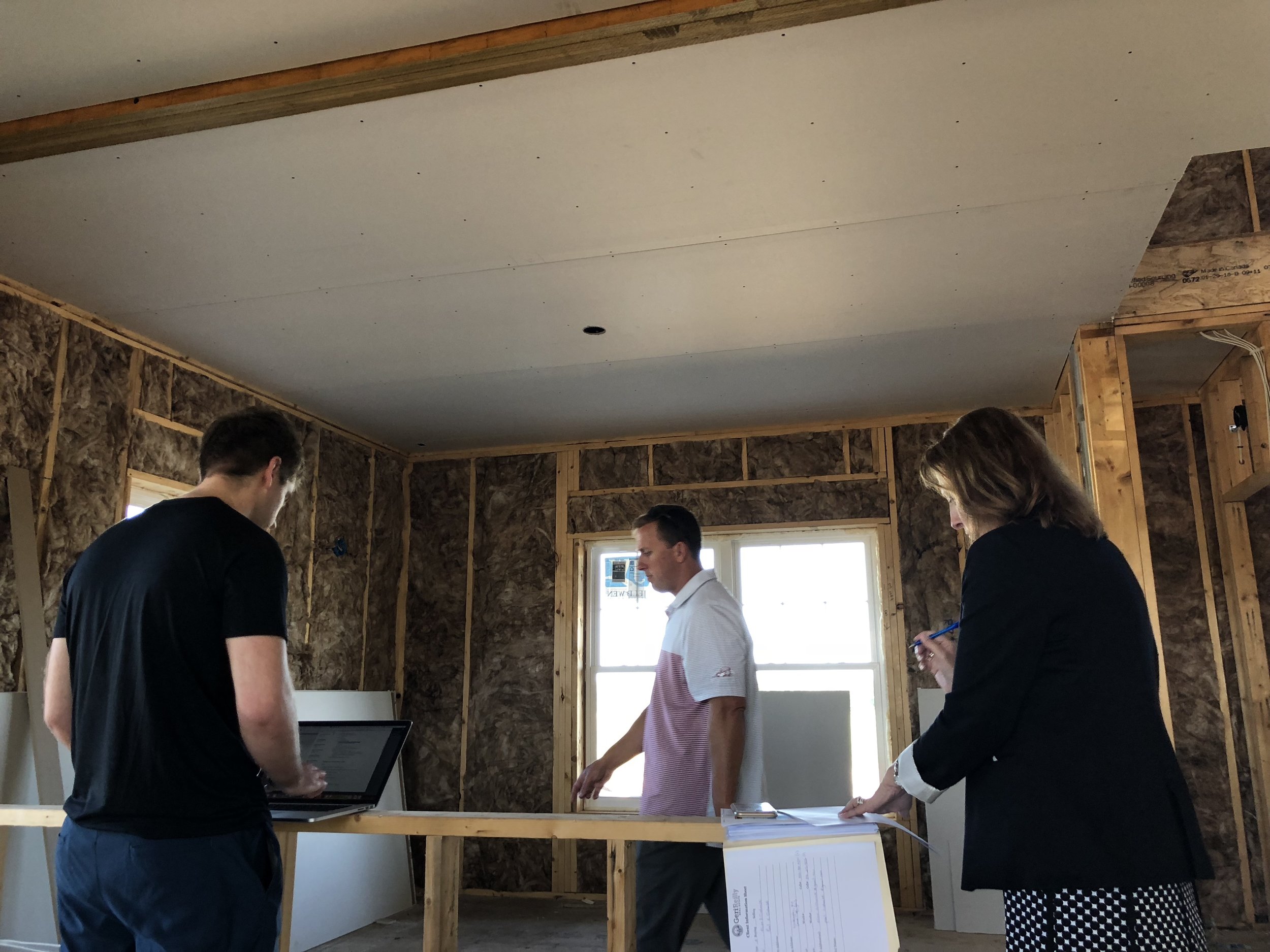  I mean, what kind of a blogger would I be if I didn’t document EVERYTHING?! Here we are in a similar home to ours that’s currently under construction. We’re walking through our list of questions with our builder and real estate agent. So. Many. Ques
