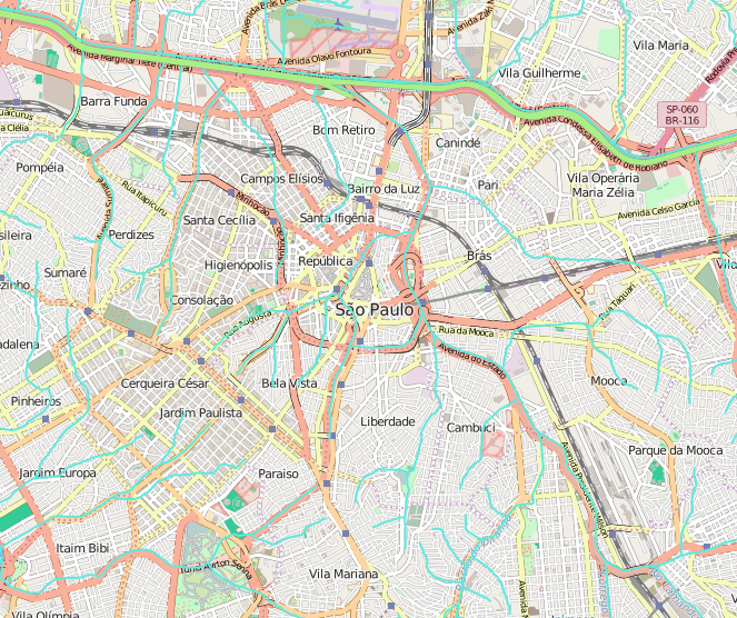Part of EcoHack and Rioes e Ruas' map of Sau Paulo's waterways.