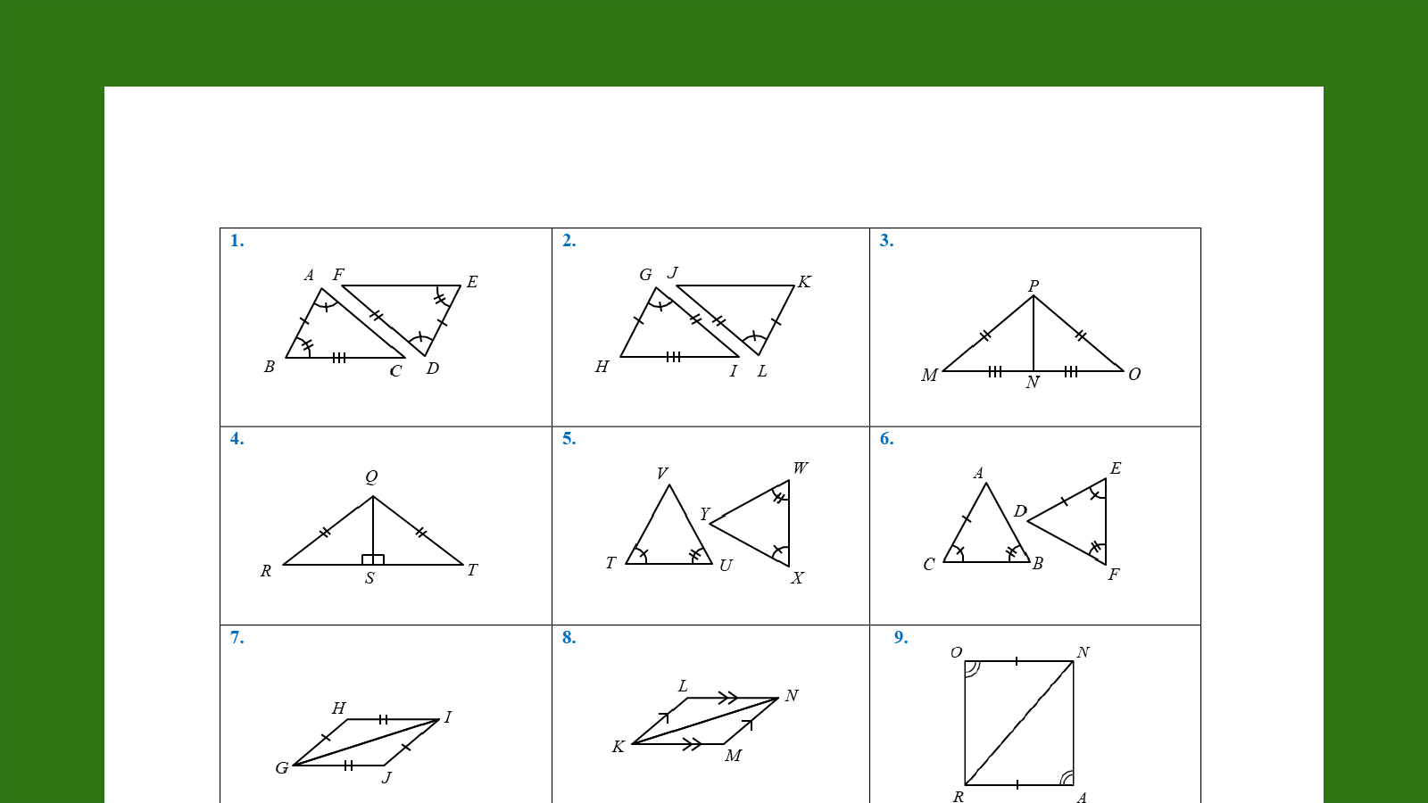 Identify Congruent Triangles Methods