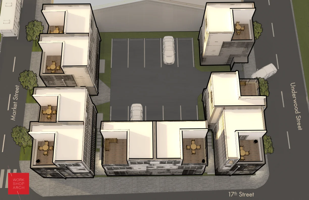 Renderings of the site plan for Layouts on Market