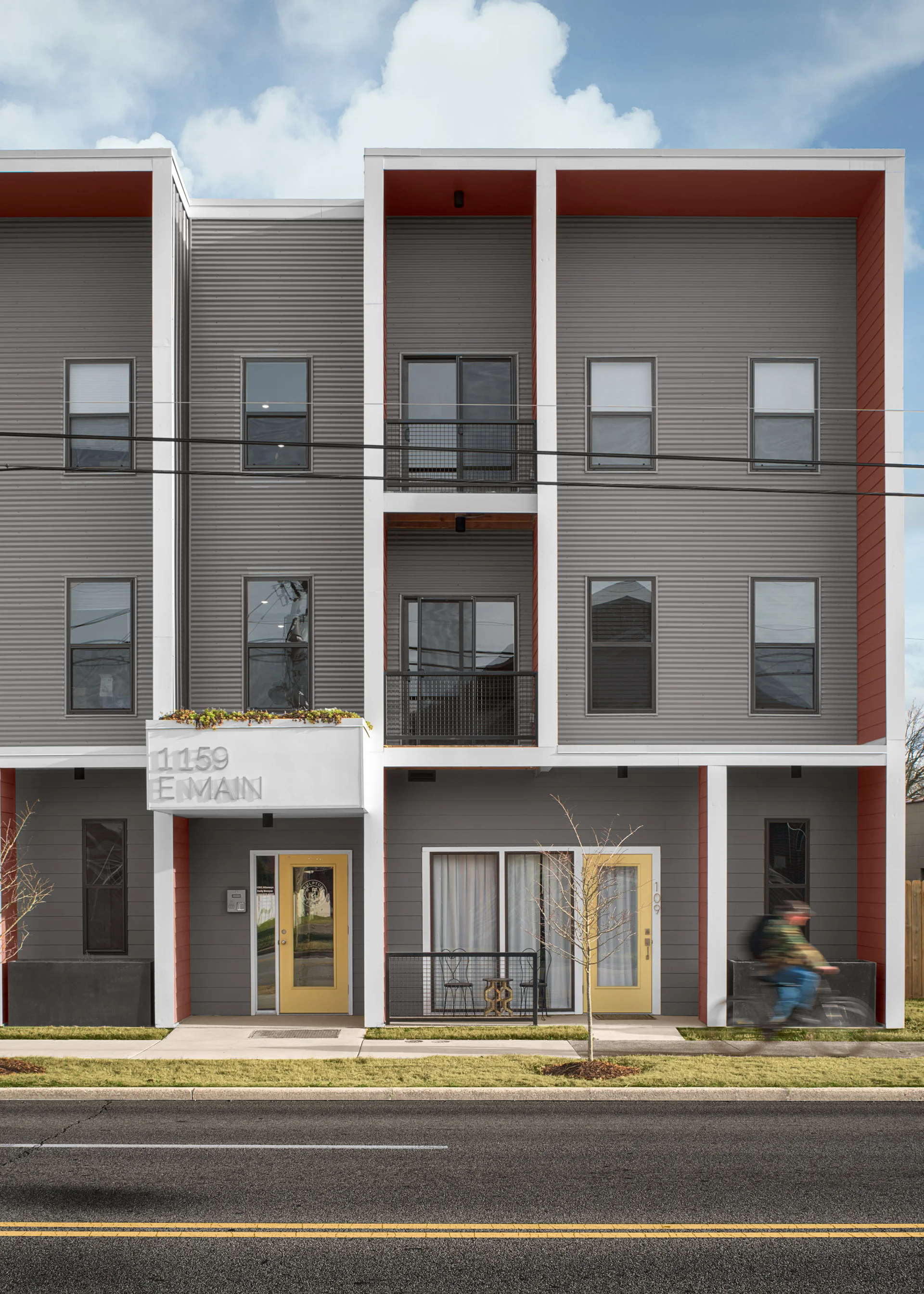 Front Facade of Sculpture Flats . photo by Morgan Nowland photography