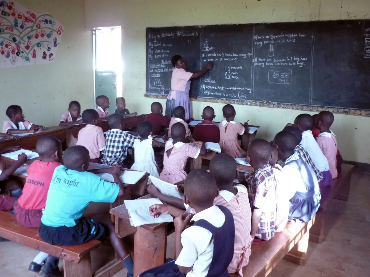 Students in a classroom in Uganda