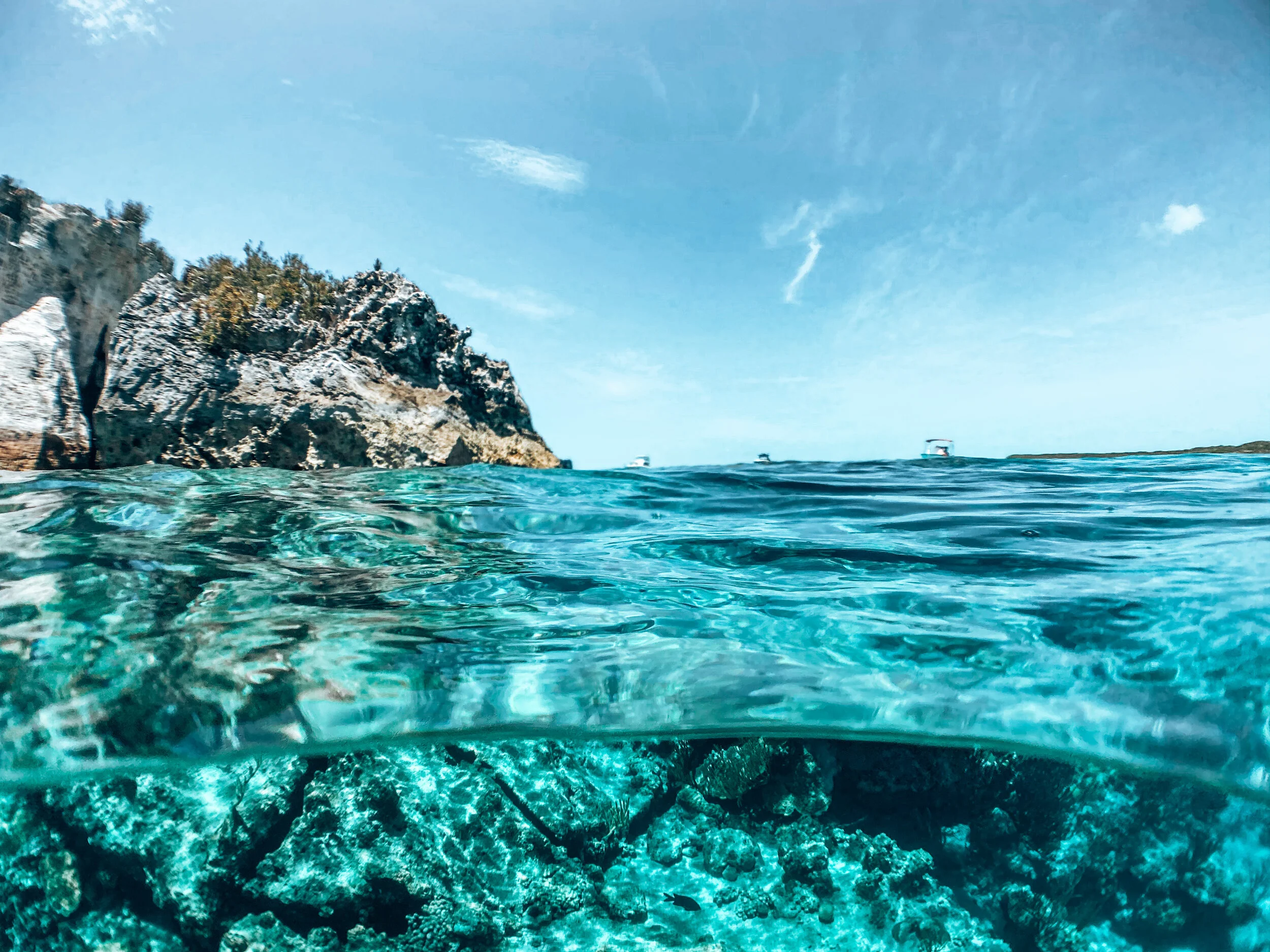  Split shot near Thunderball Grotto in the Bahamas 