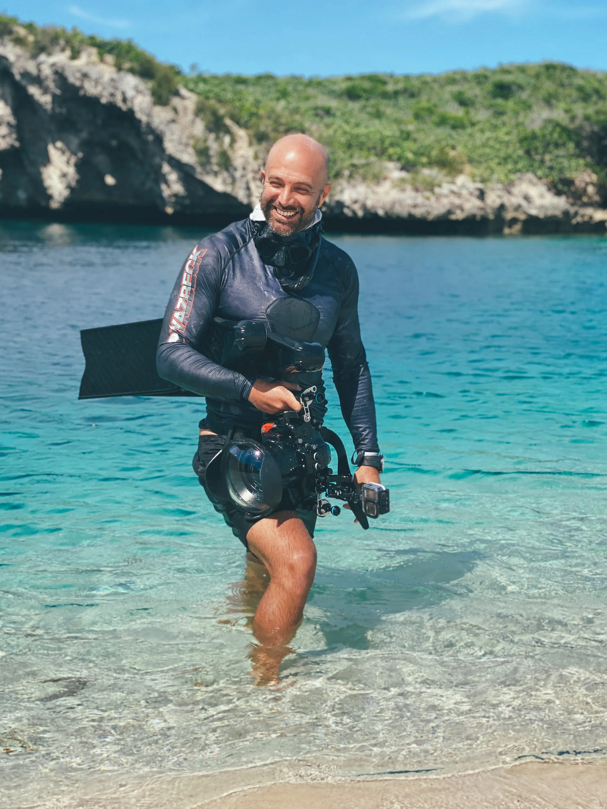  John Kowitz playing model for once at Dean’s Blue Hole. 