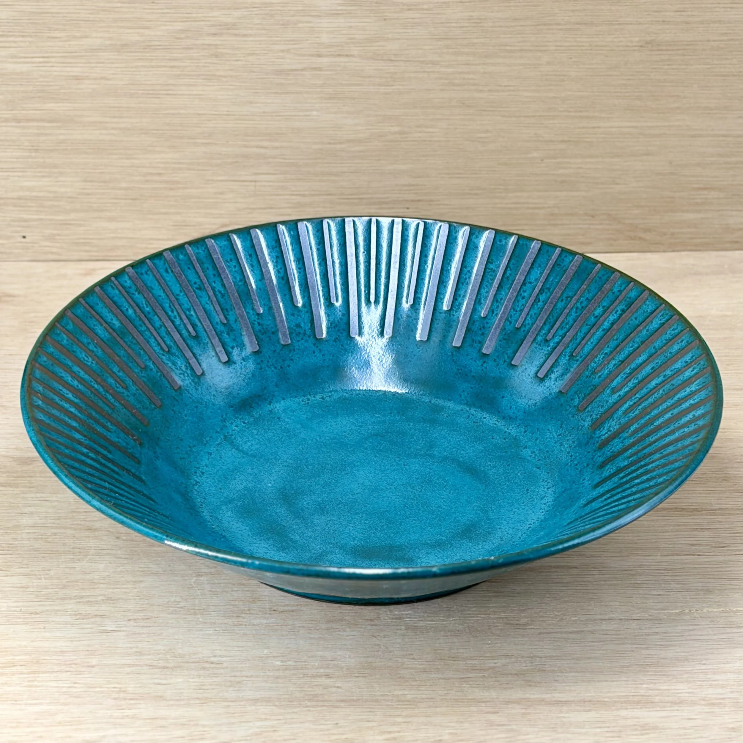 Midcentury Ceramic Platter - Deep Turquoise