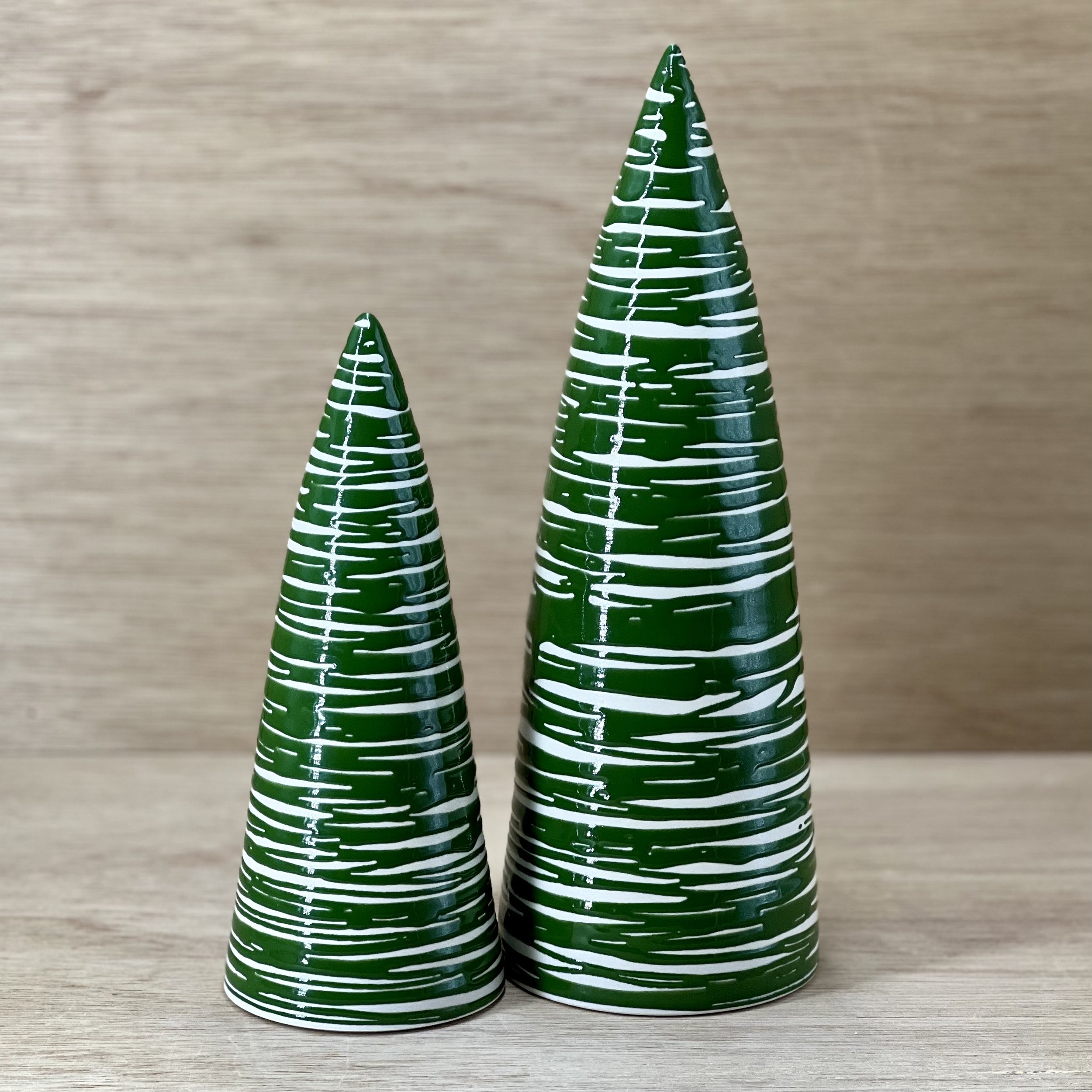 Ceramic Holiday Trees - Green Spiral