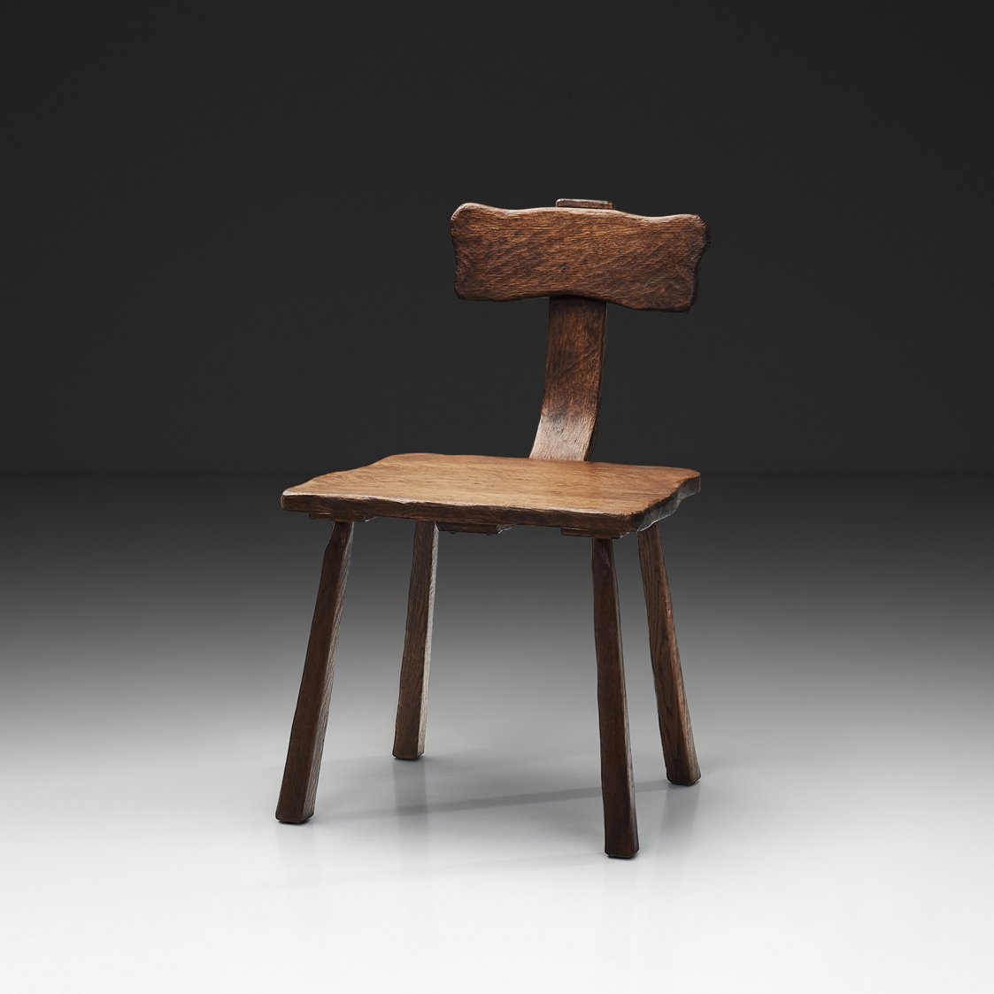 Rare Handcrafted Wooden Chair, Europe Mid-20th Century