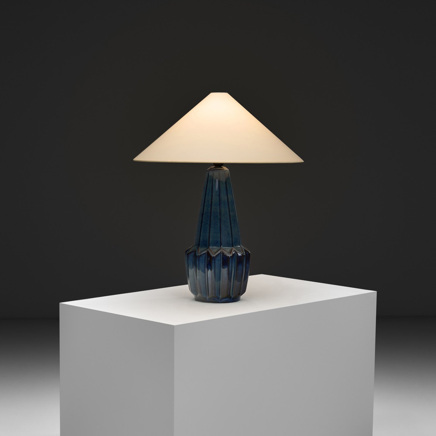 Blue-Glazed Model "1052" Table Lamp by Einar Johansen for Søholm, Denmark ca 1950s