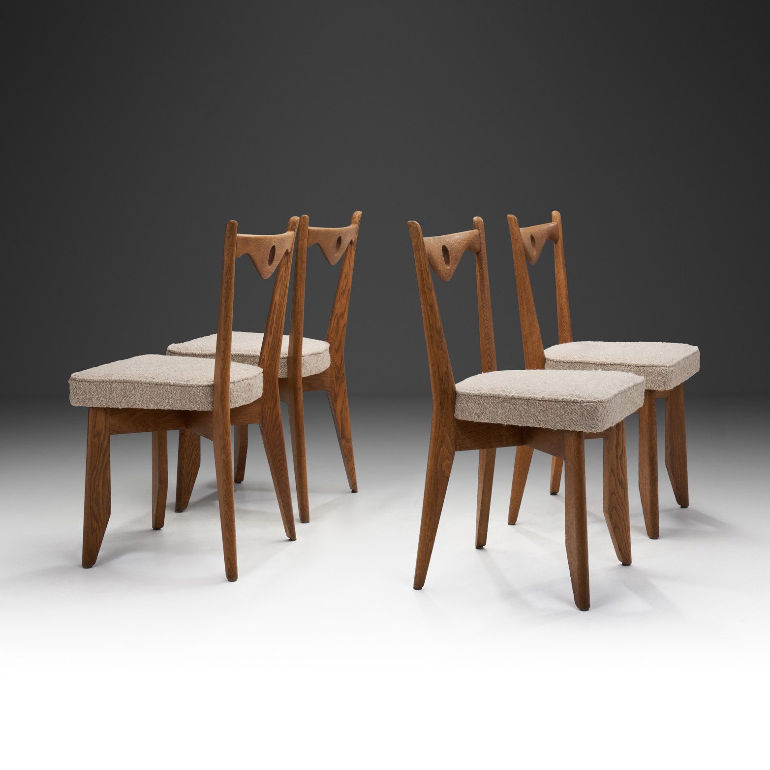 Set of Four Dining Chairs by Guillerme et Chambron for Votre Maison, France 1960s