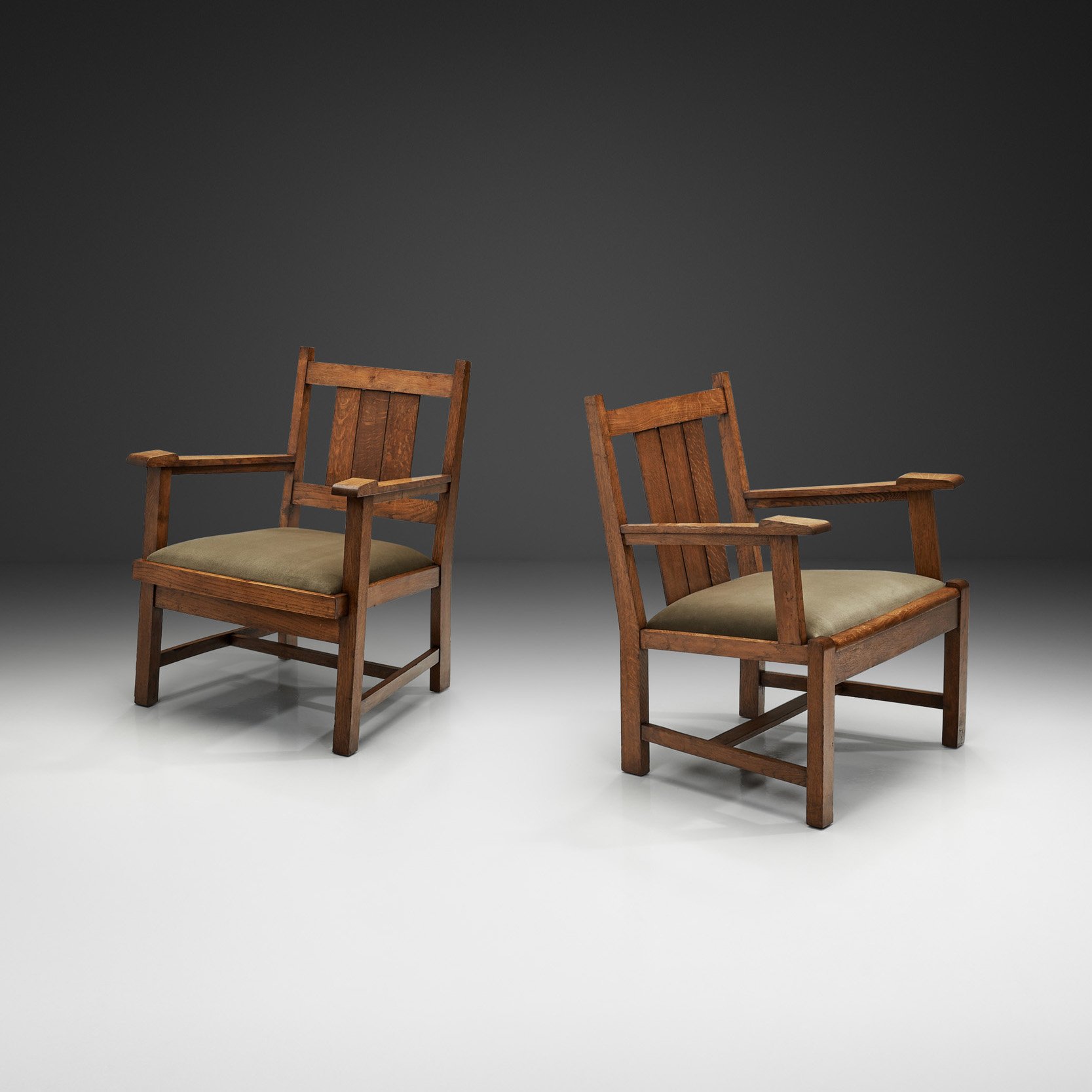 Pair of Amsterdamse School Armchairs by Cornelis van der Sluys, The Netherlands ca 1920s