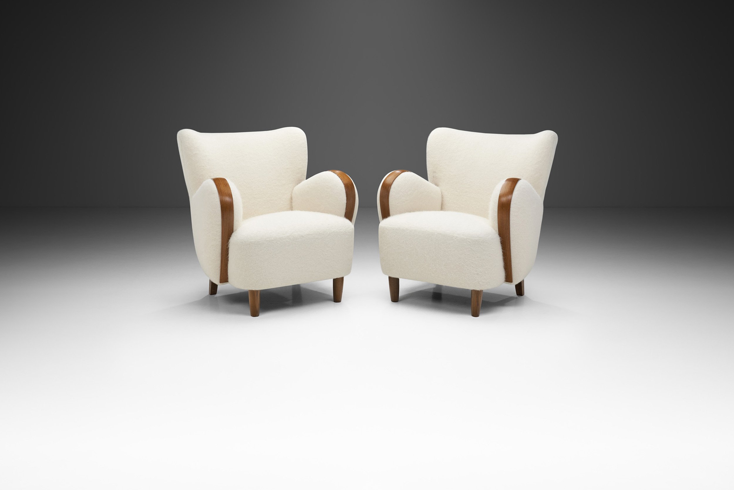 Swedish Modern Armchairs with Elm Legs, Sweden 1950s