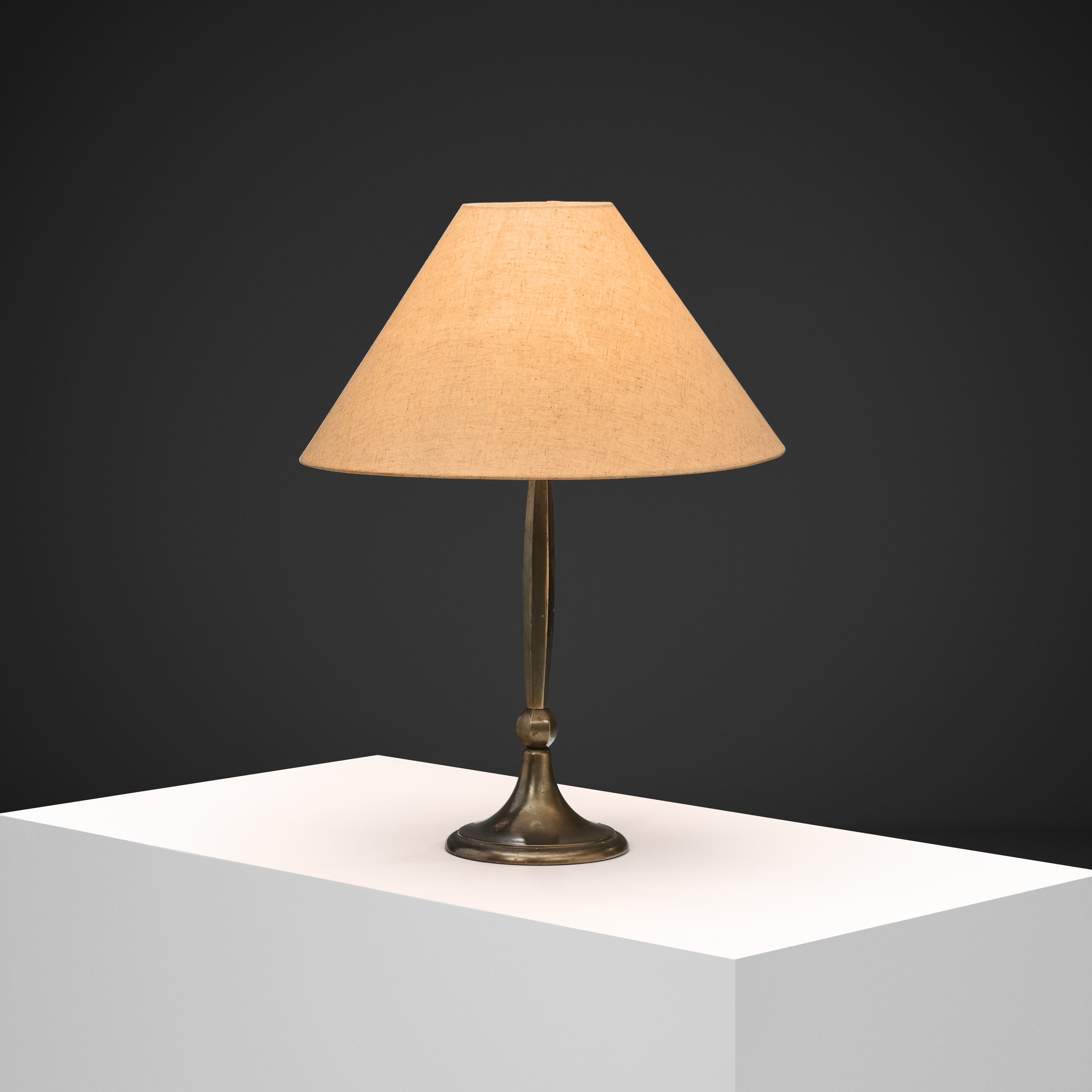 Model "6851" Patinated Brass Table Lamp by Harald Notini for Arvid Böhlmarks Lampfabrik, Sweden 1920s