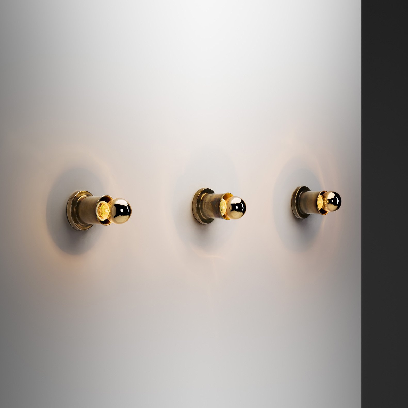 Set of Three Mid Century Brass Wall Fixtures, Europe 1960s