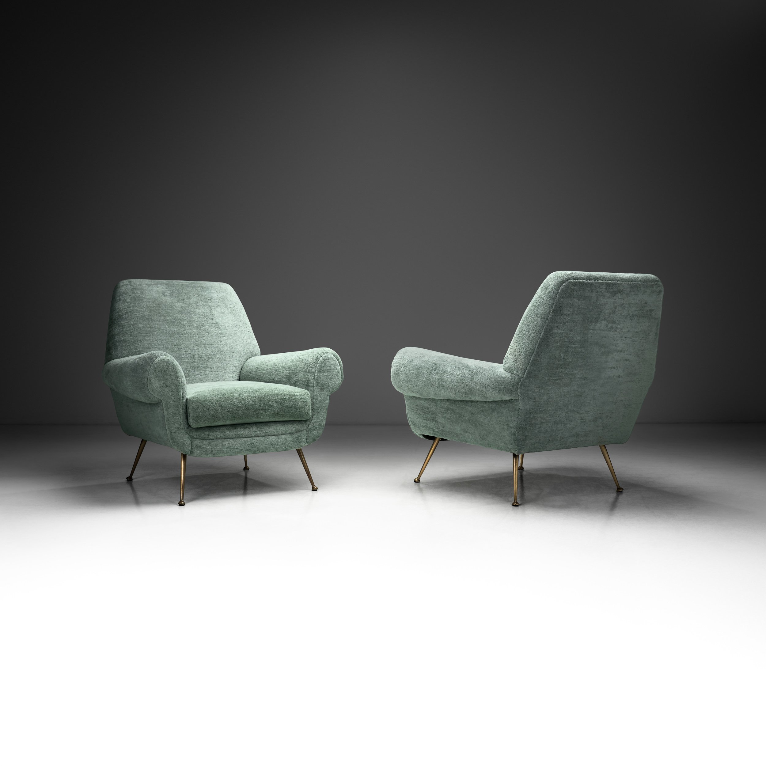 Pair of Light Blue Italian Armchairs in the manner of Gigi Radice, Italy 1960s (sold)