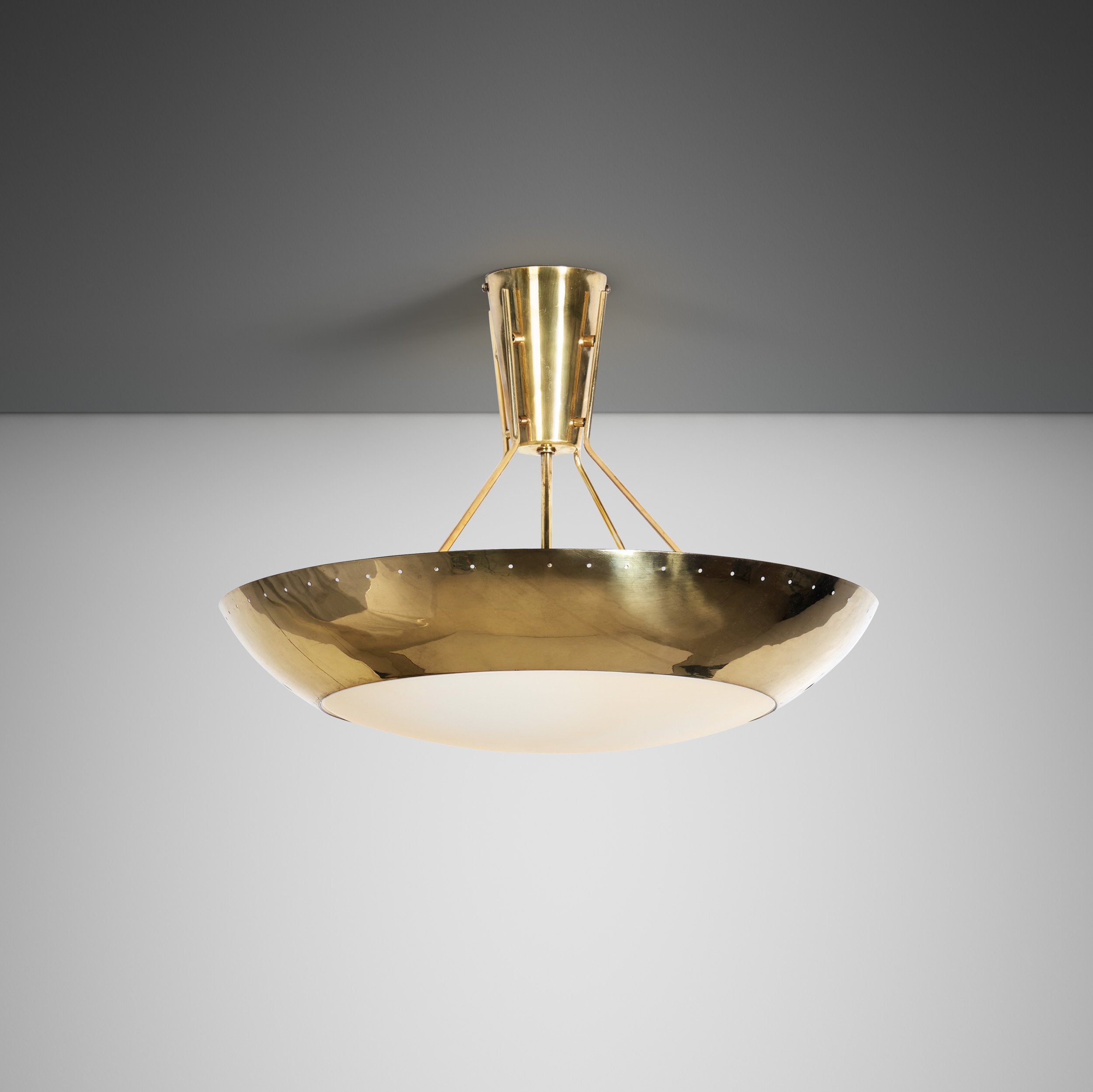 Model "ER 163" Brass and Acrylic Ceiling Lamp by Itsu, Finland Mid-20th century