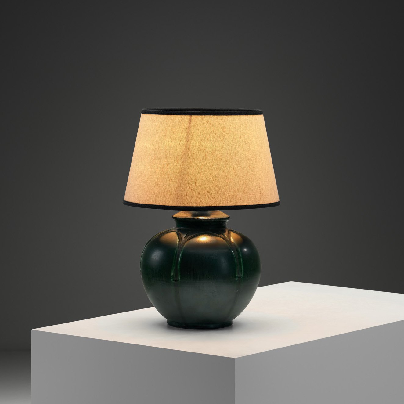 Art Nouveau Table Lamp by Nils Emil Lundström for Rørstrand, Sweden Early 20th Century