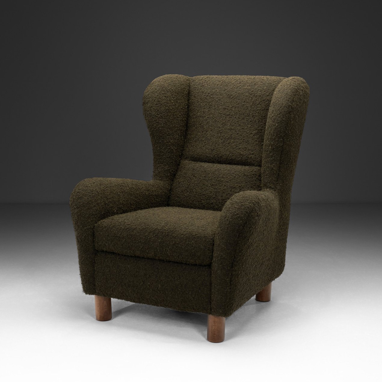 Wingback Chair with Beech Legs Upholstered in Green, Denmark ca 1980s #20252908