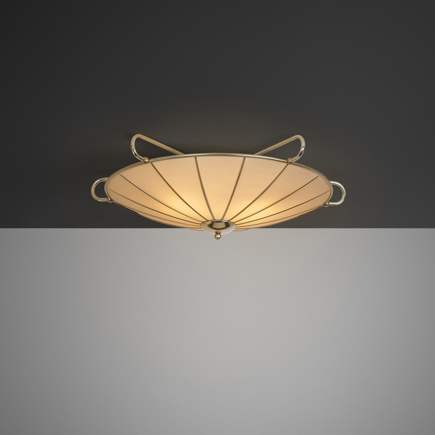 Brass and Fabric Ceiling Light for Erco Leuchten, Germany Mid-20th Century