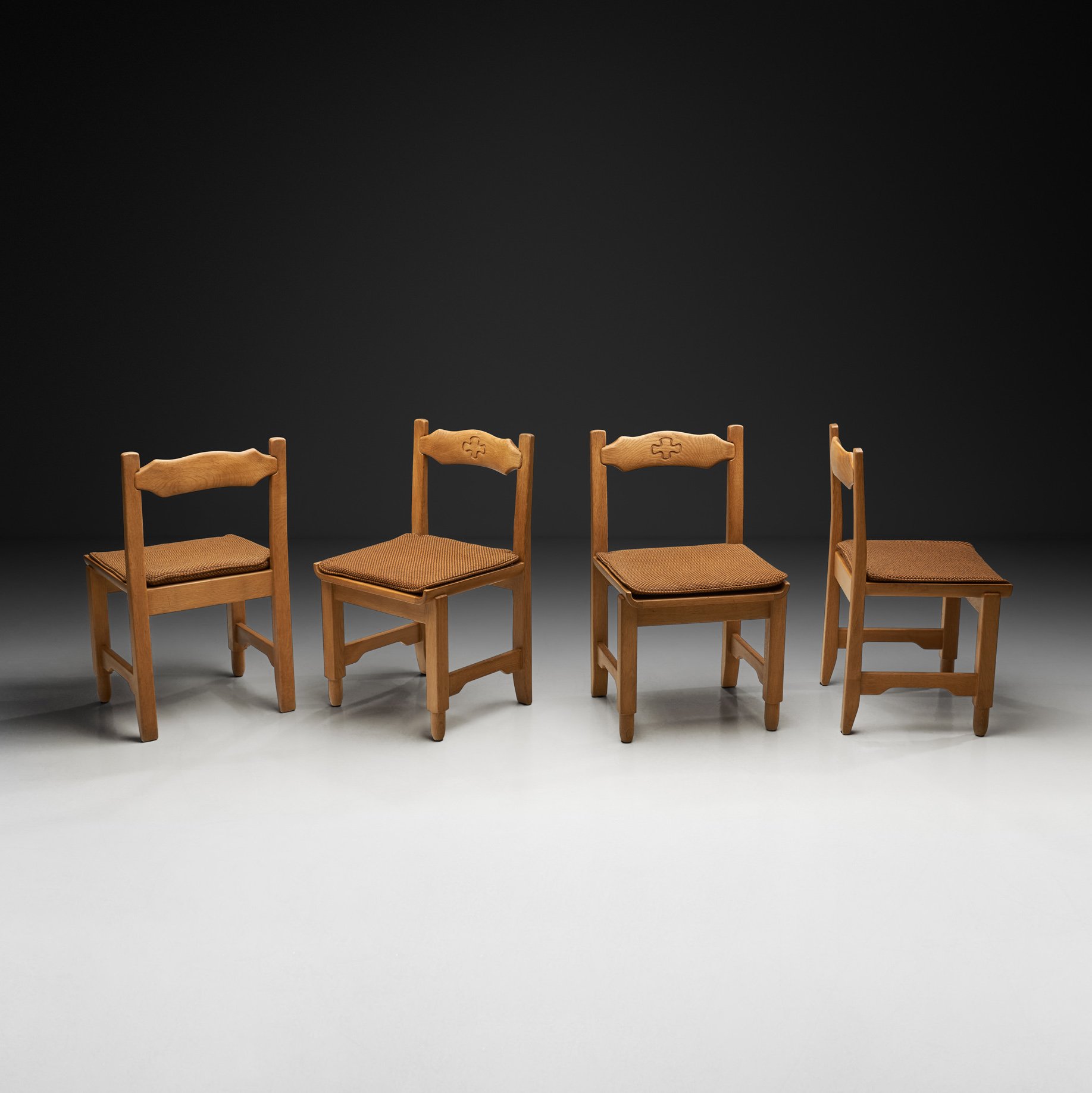 Set of Four "Chinon" Dining Chairs by Guillerme et Chambron for Votre Maison, France Mid-20th Century