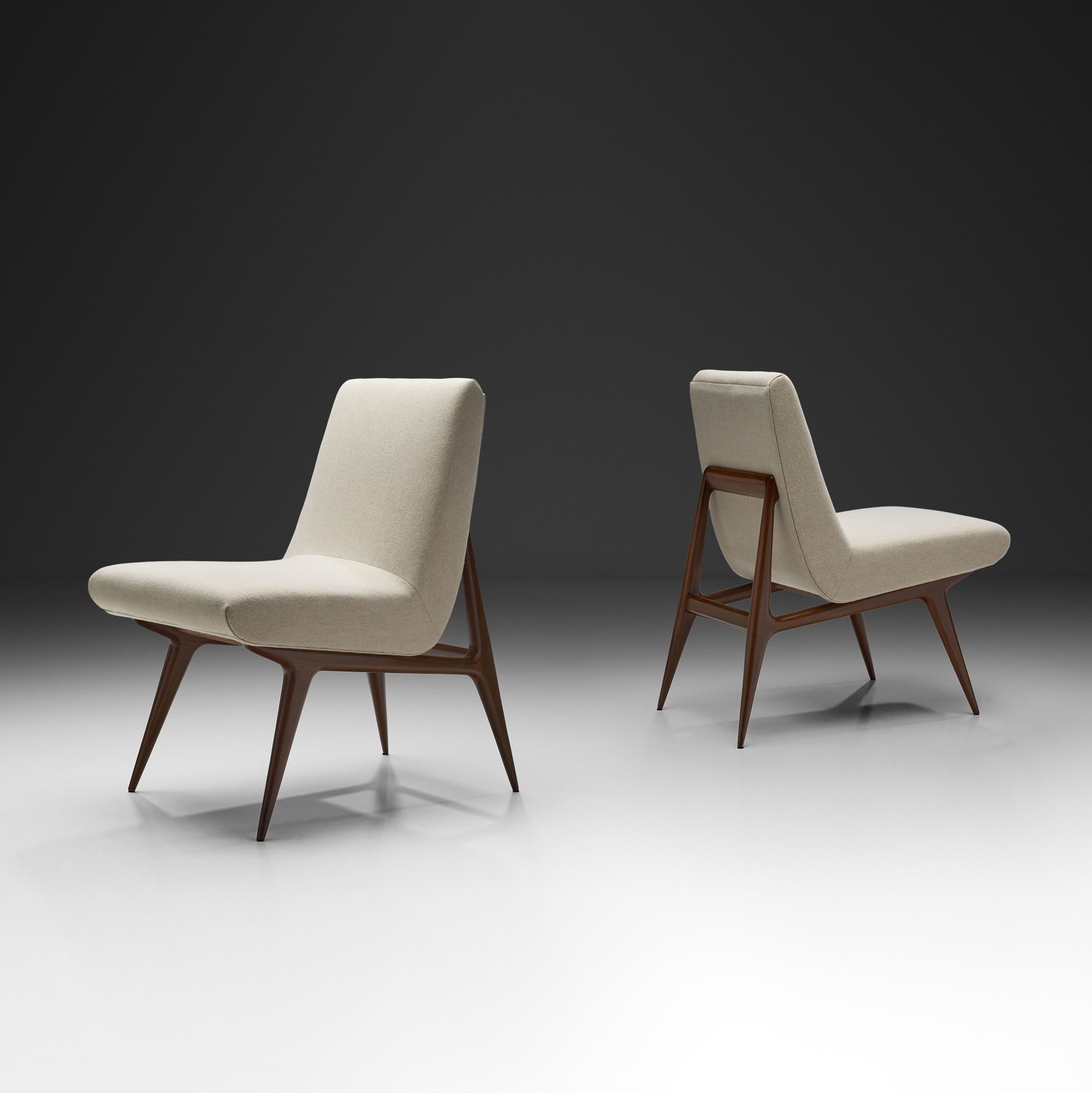 Pair of Italian Mid-Century Geometric Lounge Chairs, Italy ca 1950s