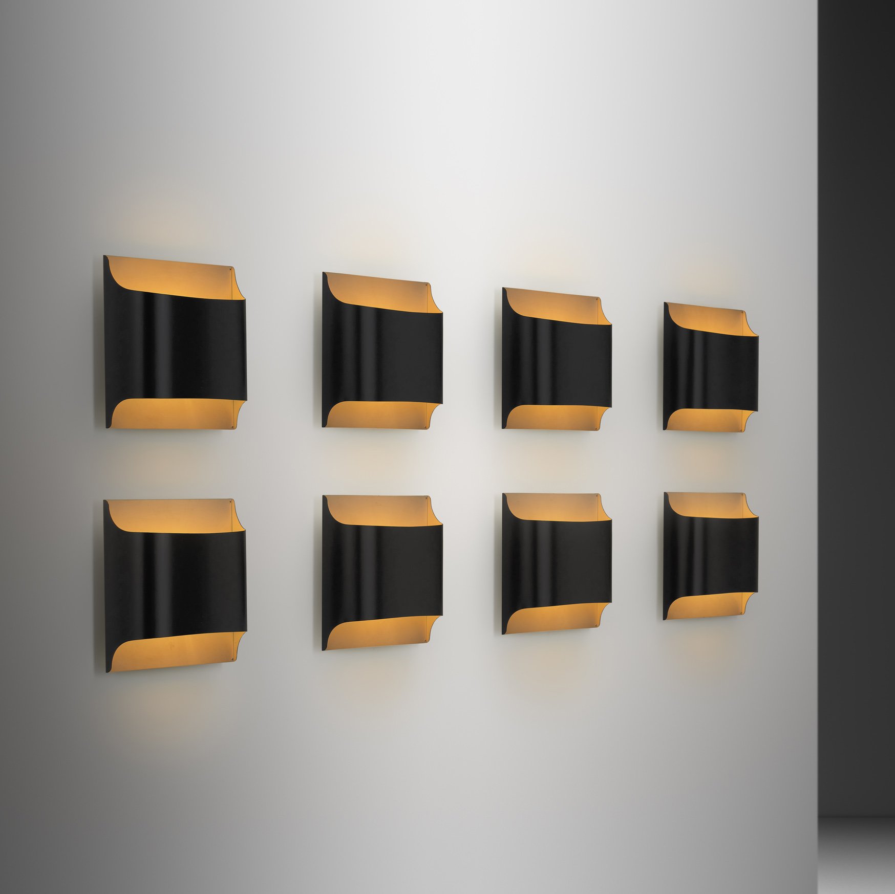 Set of Eight Model "2031" Wall Lamps by Rolf Kruger and Dieter Witte, Germany Second half of the 20th Century