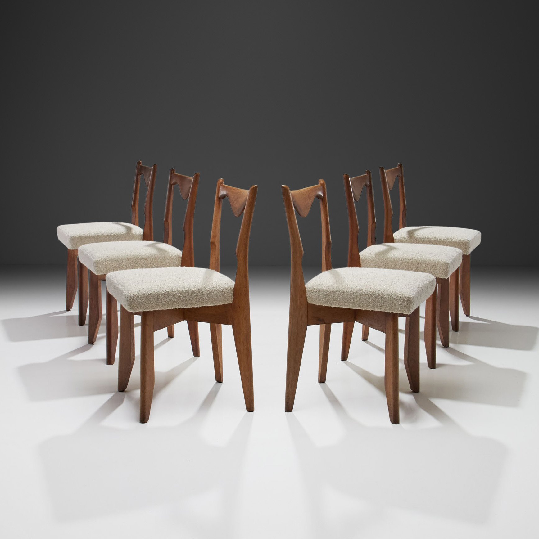 Set of Six Dining Chairs by Guillerme et Chambron, France 1960s