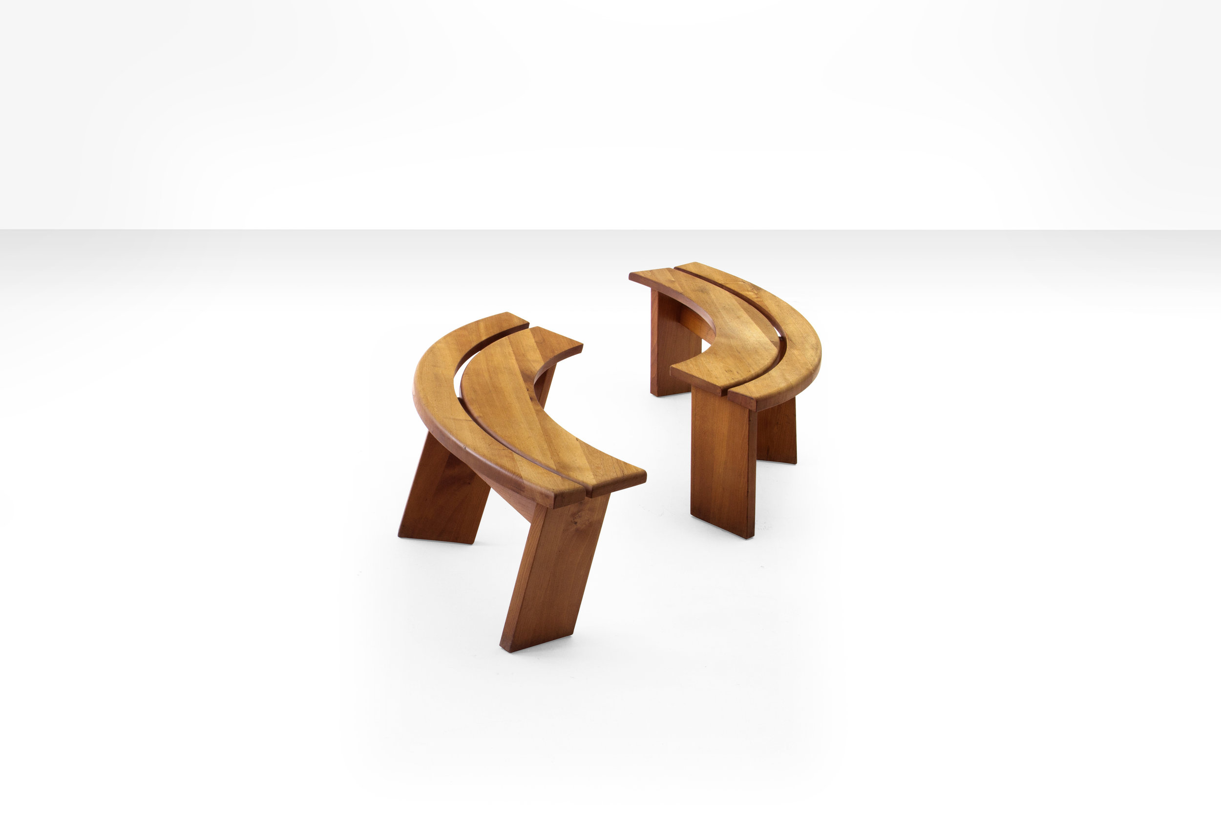 2 x Pierre Chapo S38A Bench in Solid Elm, France 1960s (sold)