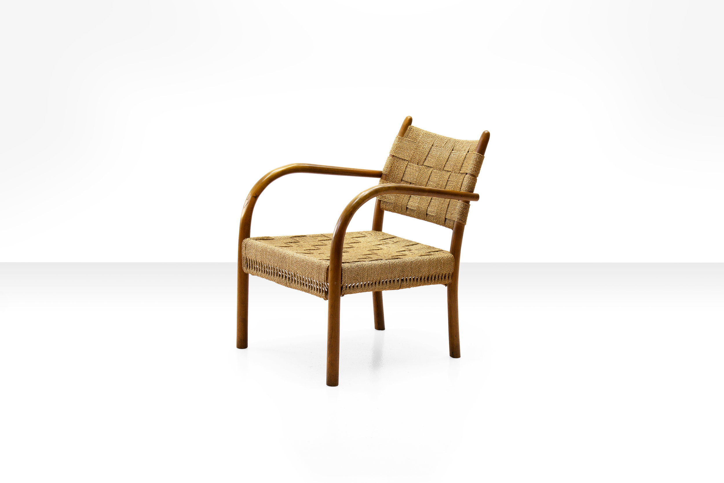 K. Scröder armchair model 1459 in Beech and Woven Papercord, Denmark 1938 (sold)
