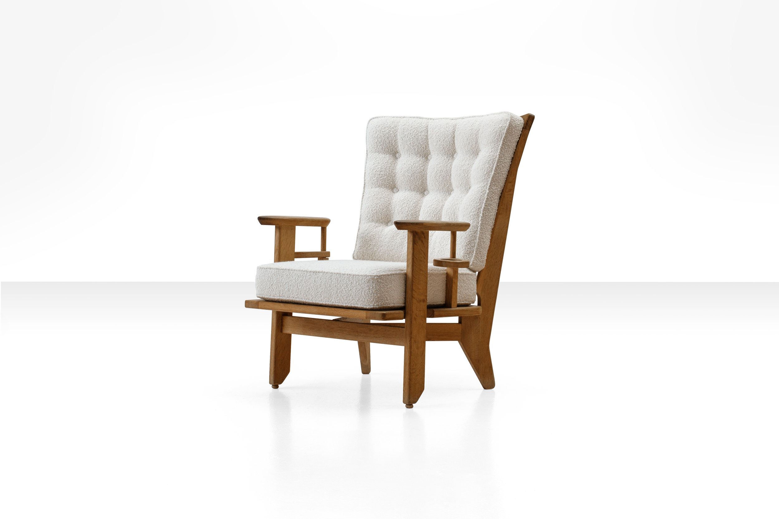Guillerme et Chambron Oak Lounge Chair, France 1950s (sold)
