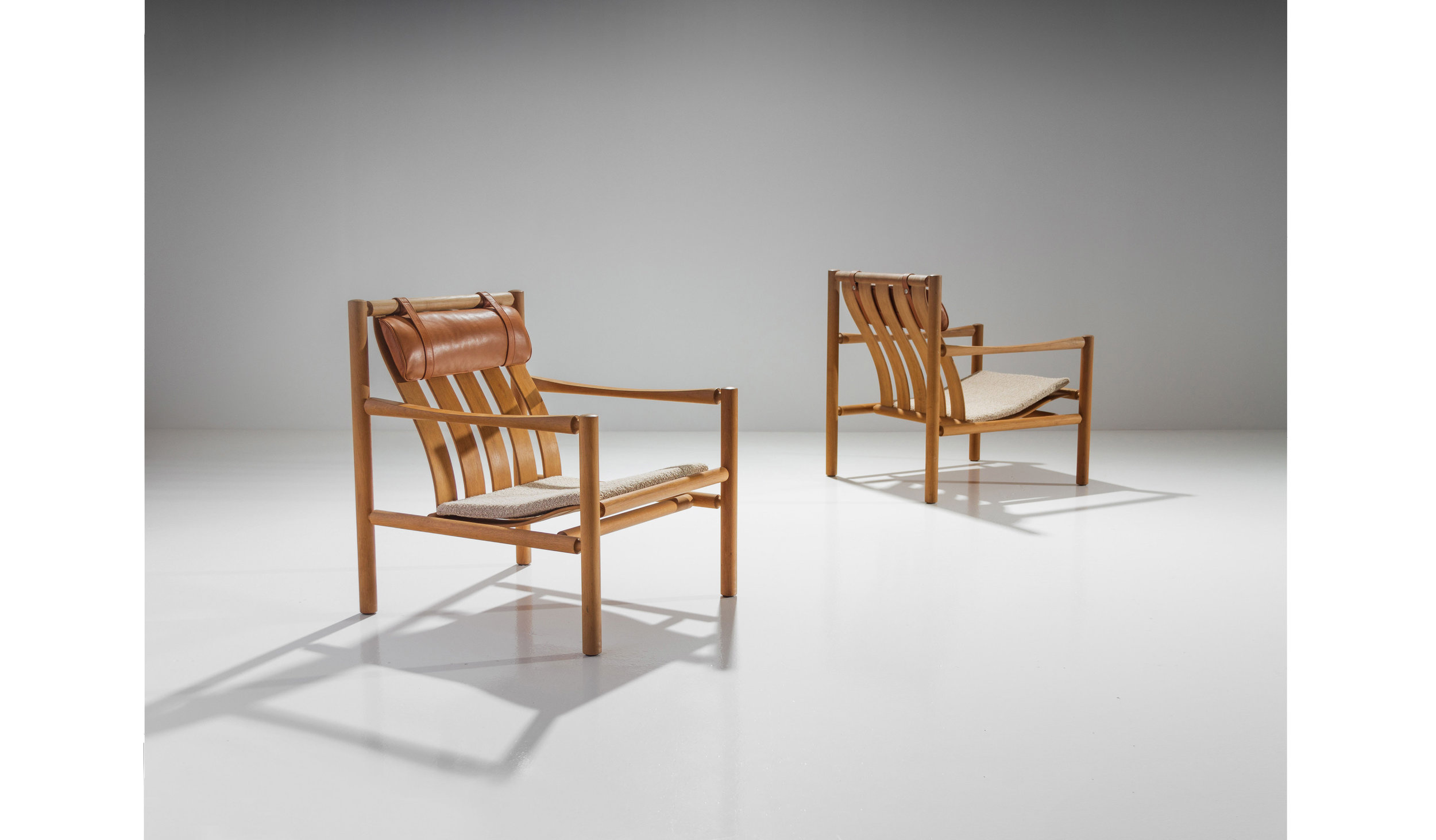 Pair of Handmade Oak Lounge Chairs by Jørgen Nilsson, Denmark 1964 (sold)