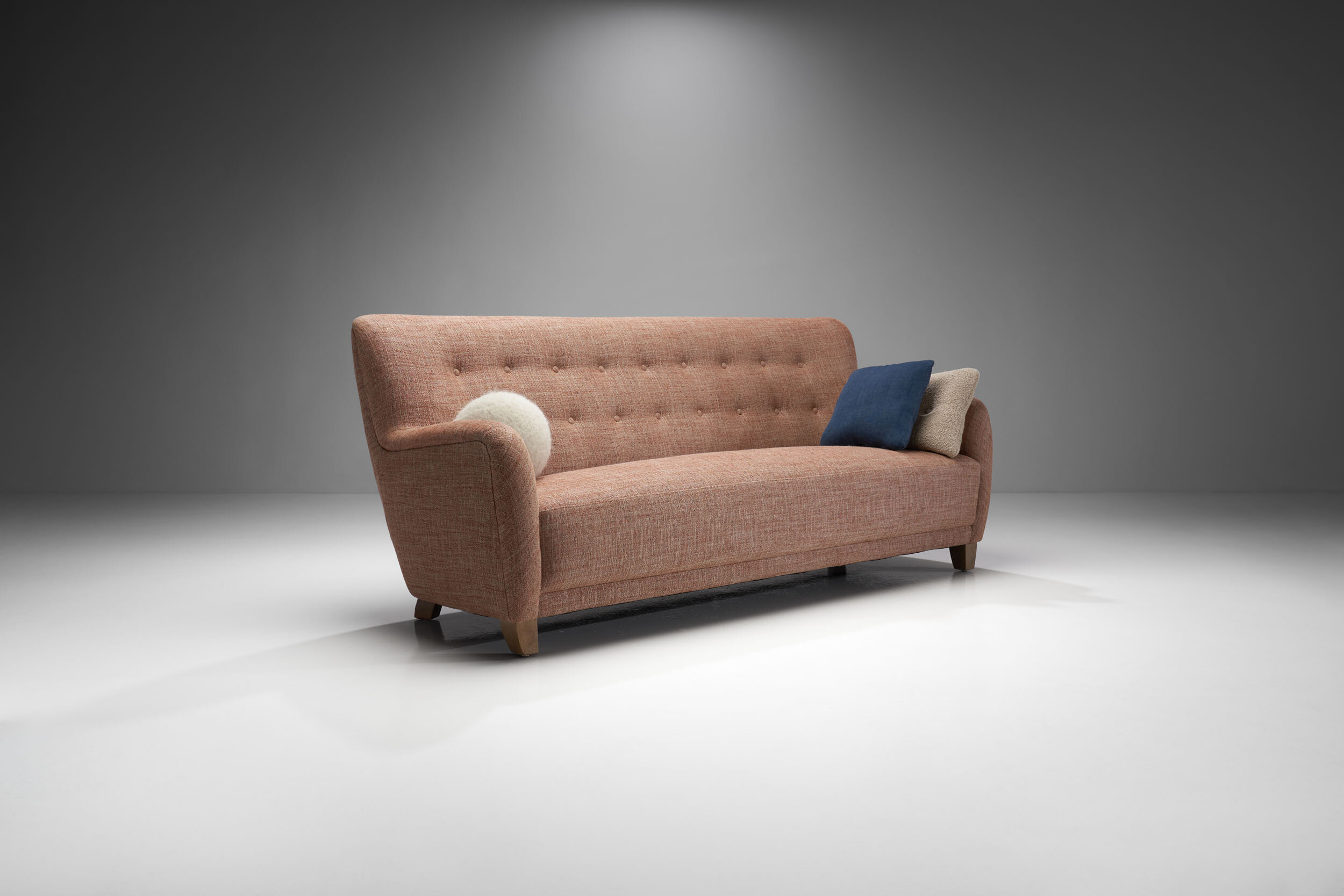 Pale Terracotta Three Seater Sofa by a Danish Cabinetmaker, Denmark 1960s (sold)
