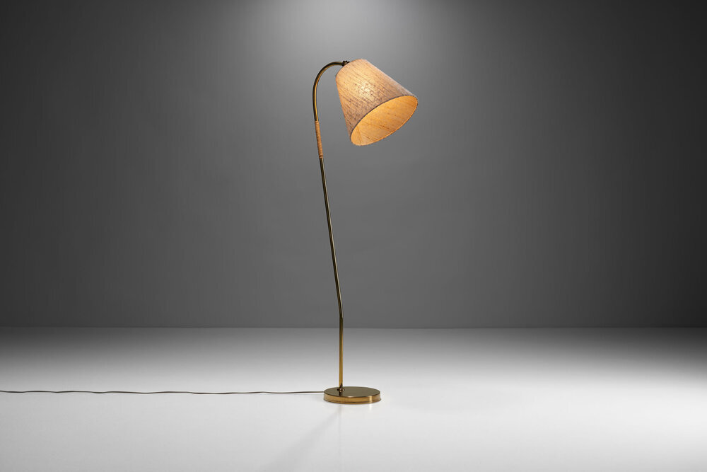 Brass Floor Lamp by Paavo Tynell (attr.) for Idman Oy, Finland 1950s (sold)