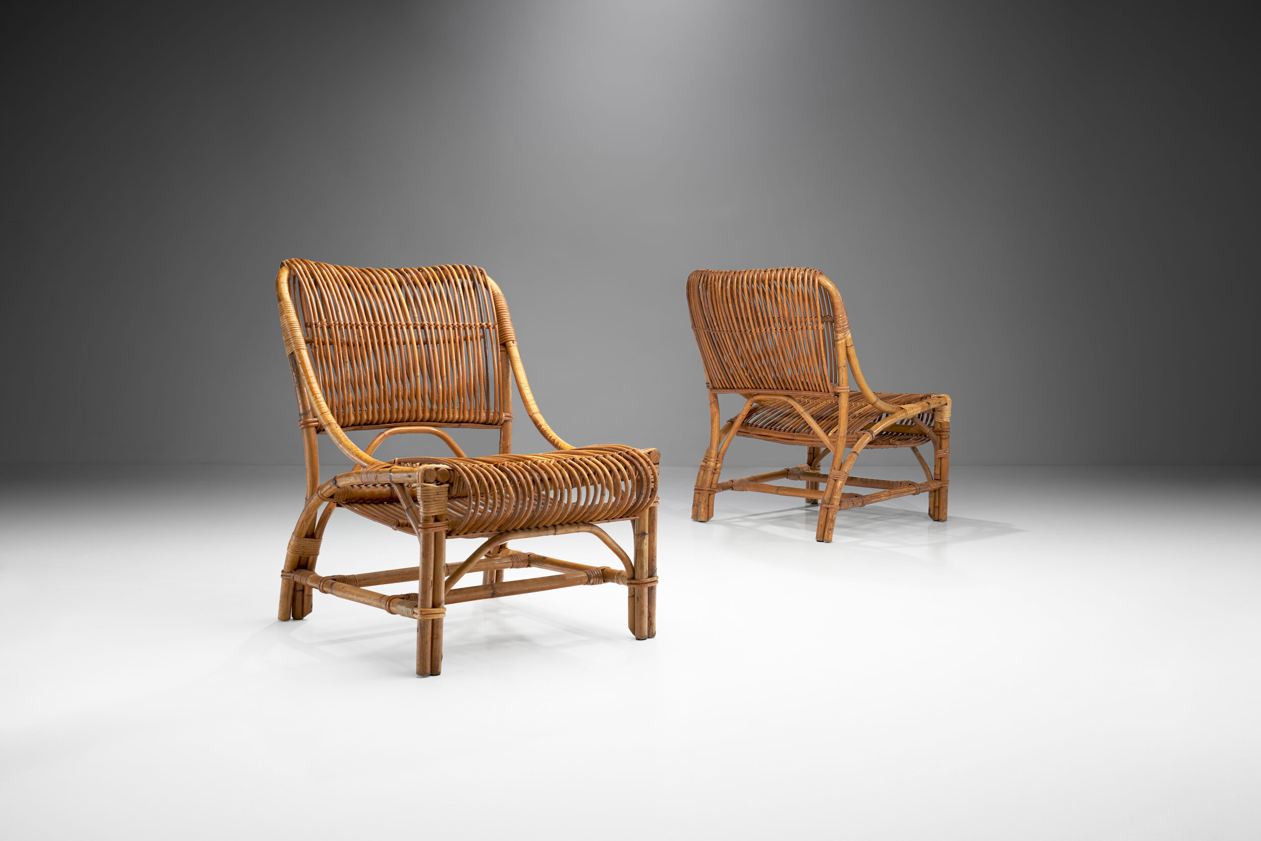 Pair of Vittorio Bonacina (attr.) Wicker Chairs, Italy 1950s (sold)