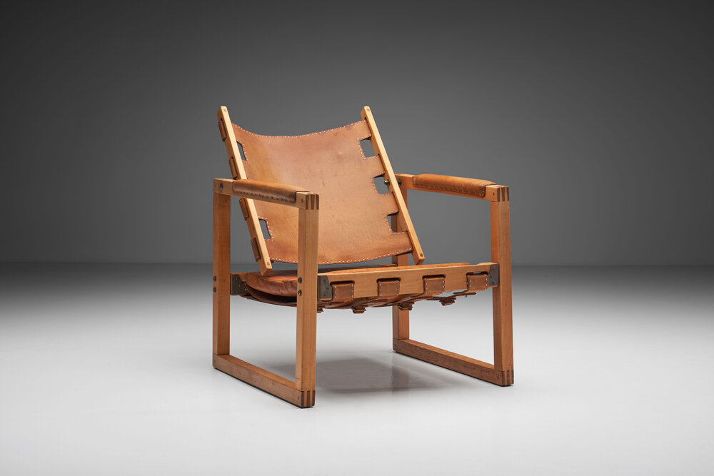 Safari Chair By Peder Hansen In, Leather And Wood Chair