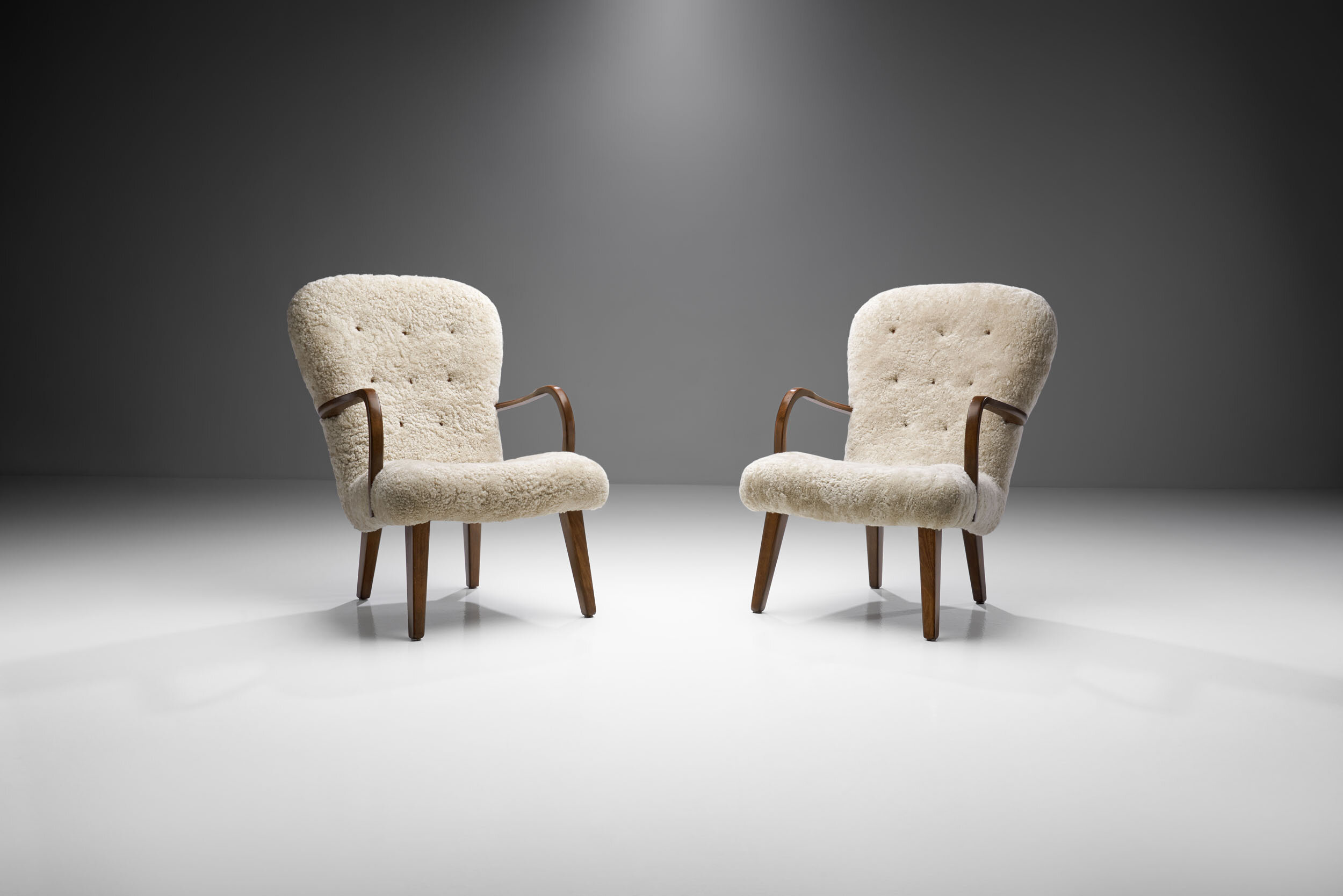 A Pair of Stained Beech Easy Chairs by a Danish Cabinetmaker, Denmark 1940s (sold)