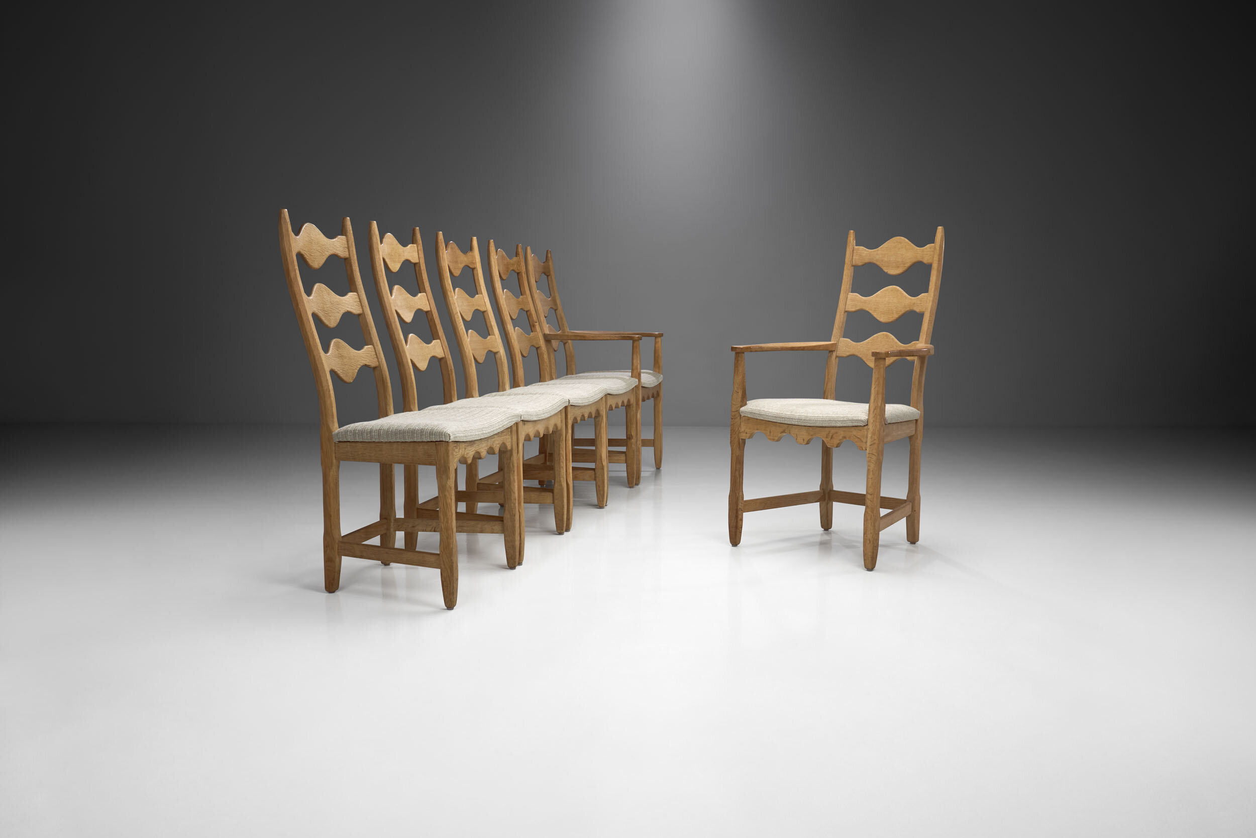 Set of Six Scandinavian Oak Dining Chairs, Scandinavia ca 1950s (sold)