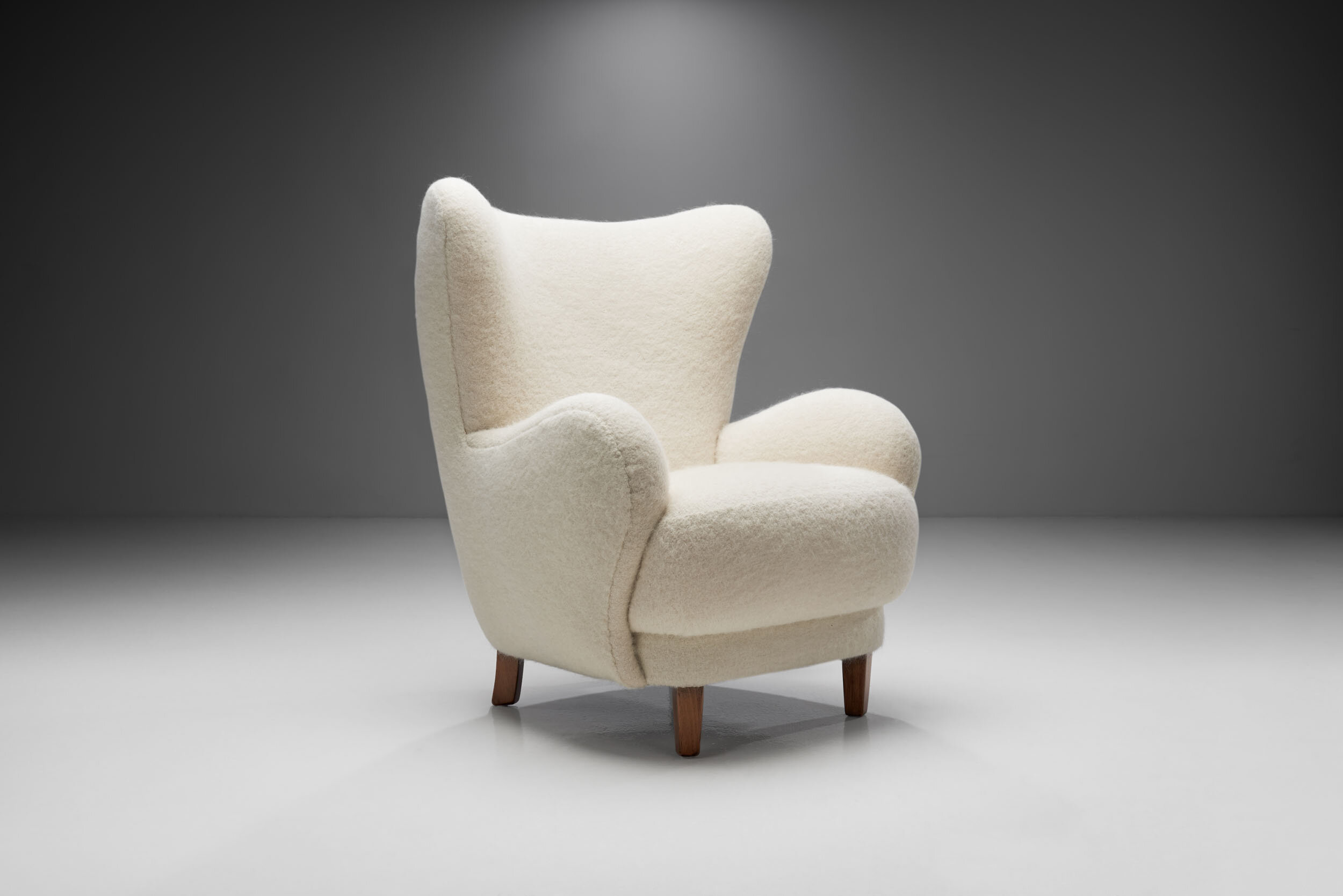 Lounge Chair with Beech Legs by Danish Cabinetmaker, Denmark 1940s (sold)