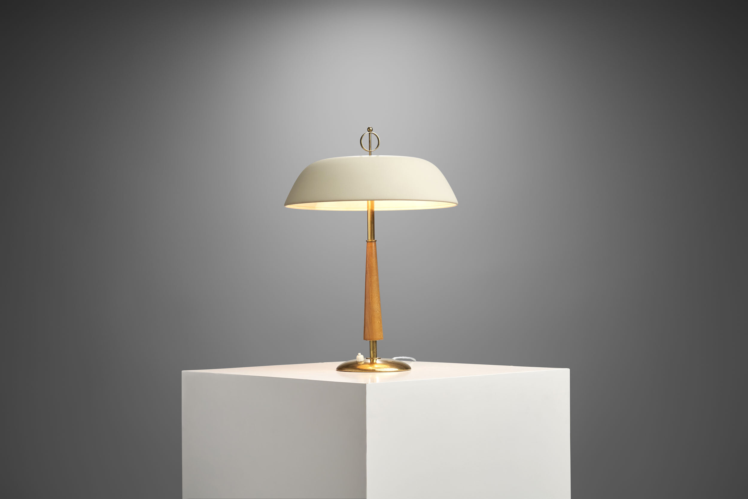 Mid-Century Brass and Wood Table Lamp, Scandinavia 1940s (sold)