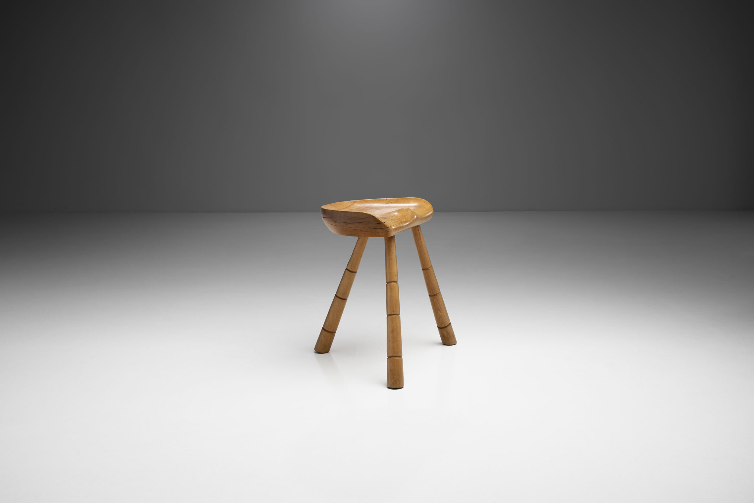 Danish Wooden Tripod Milking Stool, Denmark 1940s