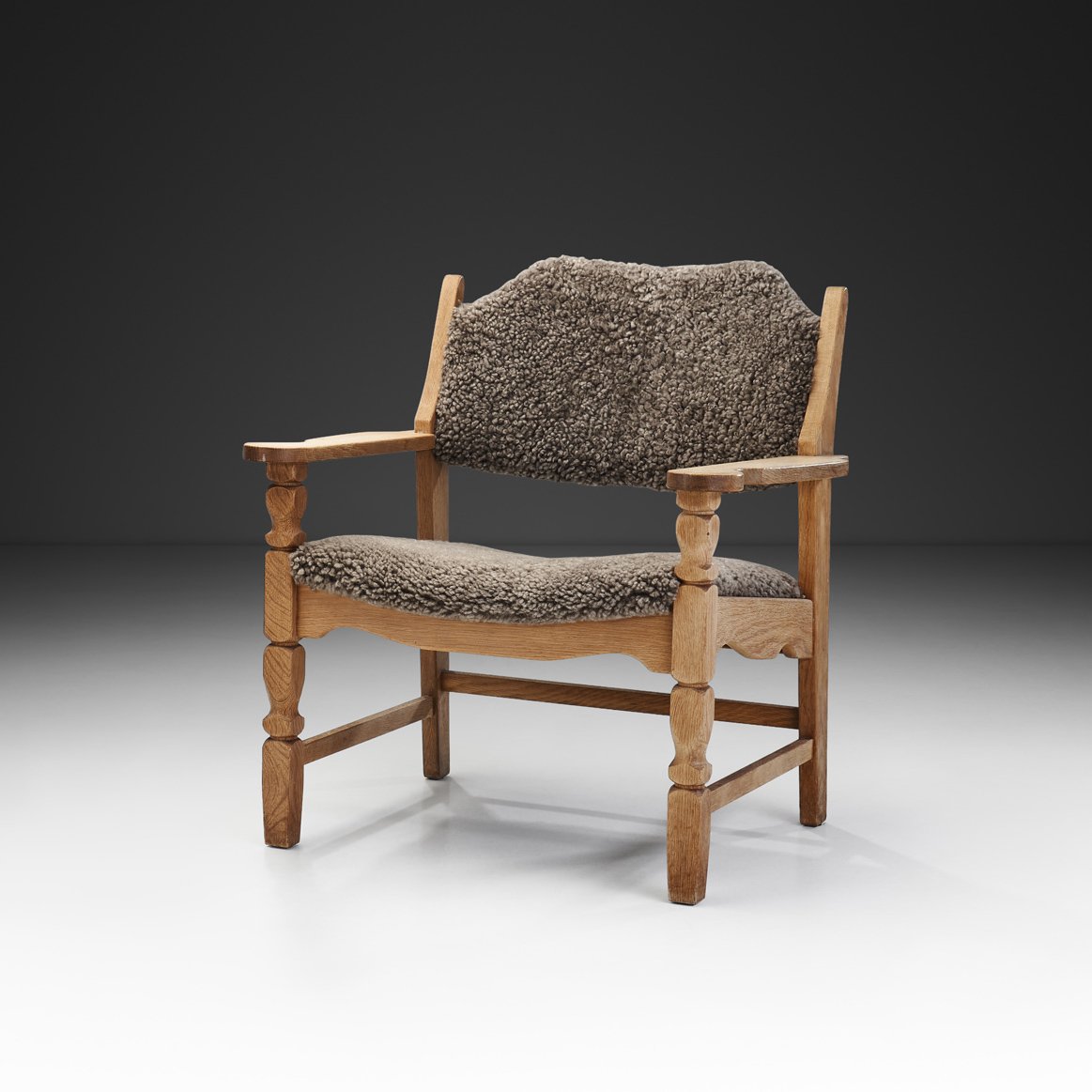 Oak "Razorblade" Armchair by Henning Kjaernulf for EG Kvalitetsmøbel, Denmark 1970s