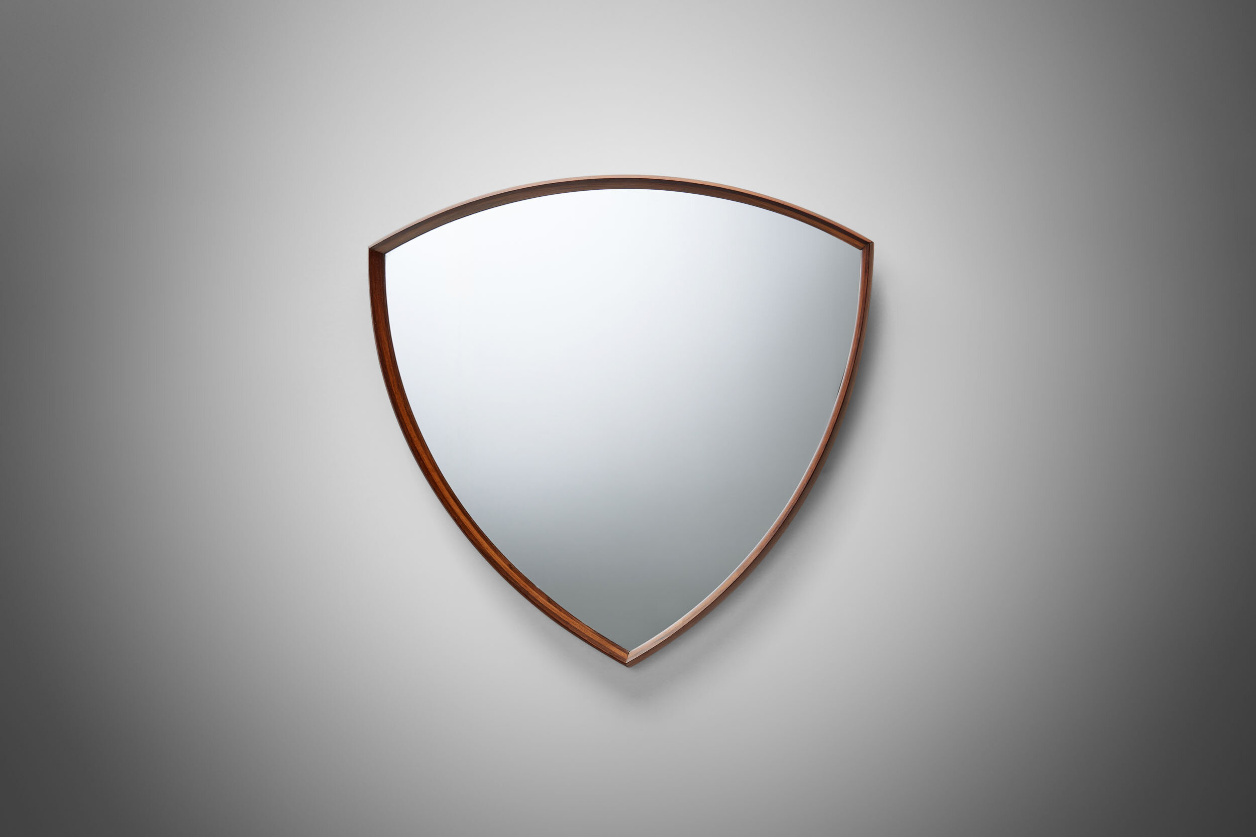 Danish Triangular Wood Mirror, Denmark 1960s (sold)