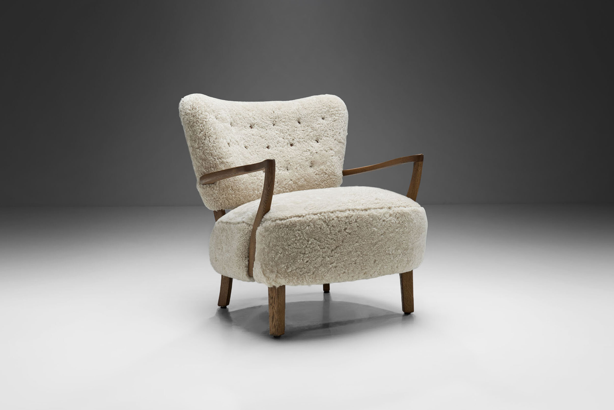 Floating Easy Chair in Sheepskin by Otto Schulz (attr.), Sweden 1940s (sold)