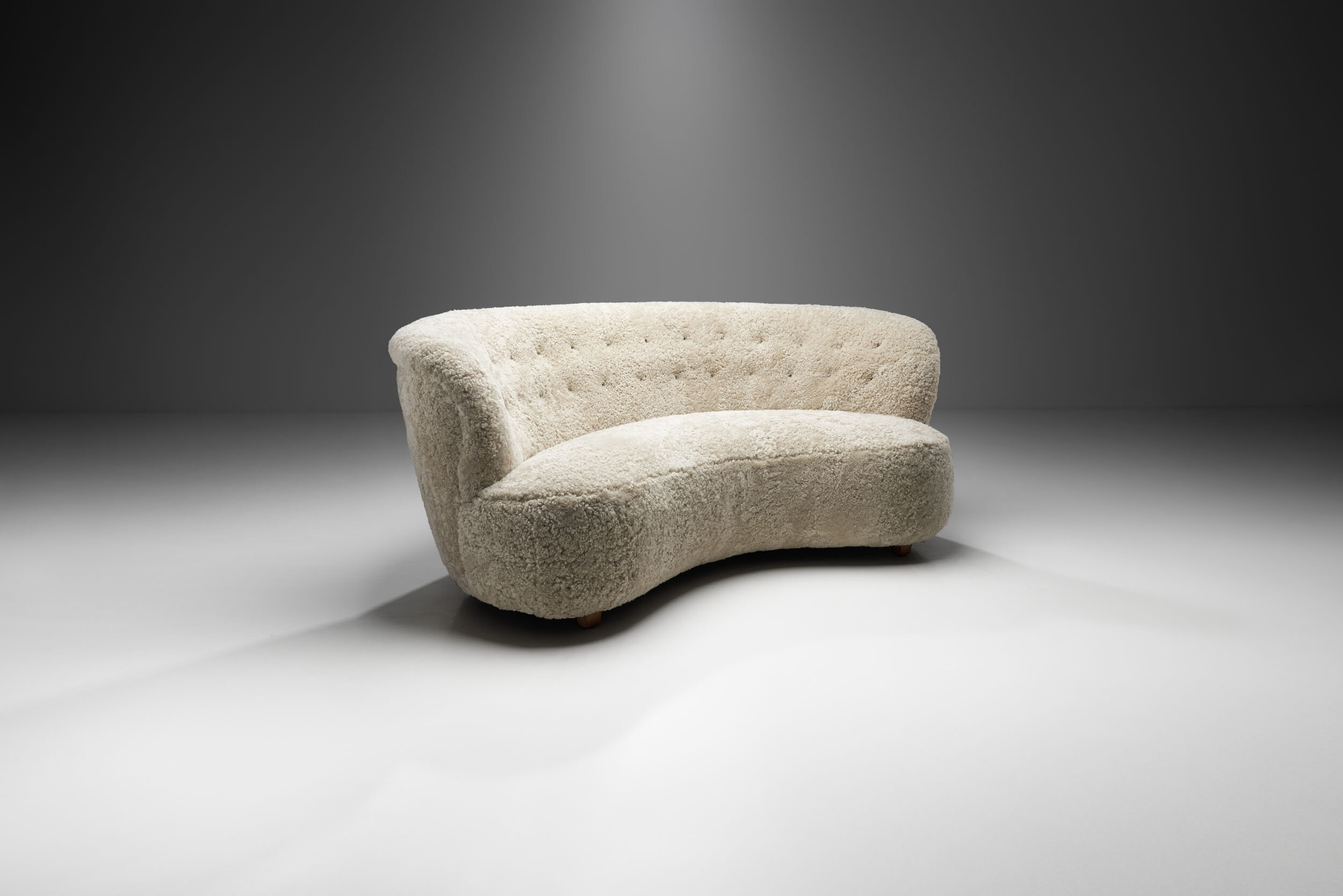 Nordic Modern Sofa in Sheepskin, Scandinavia mid-20th century (sold)