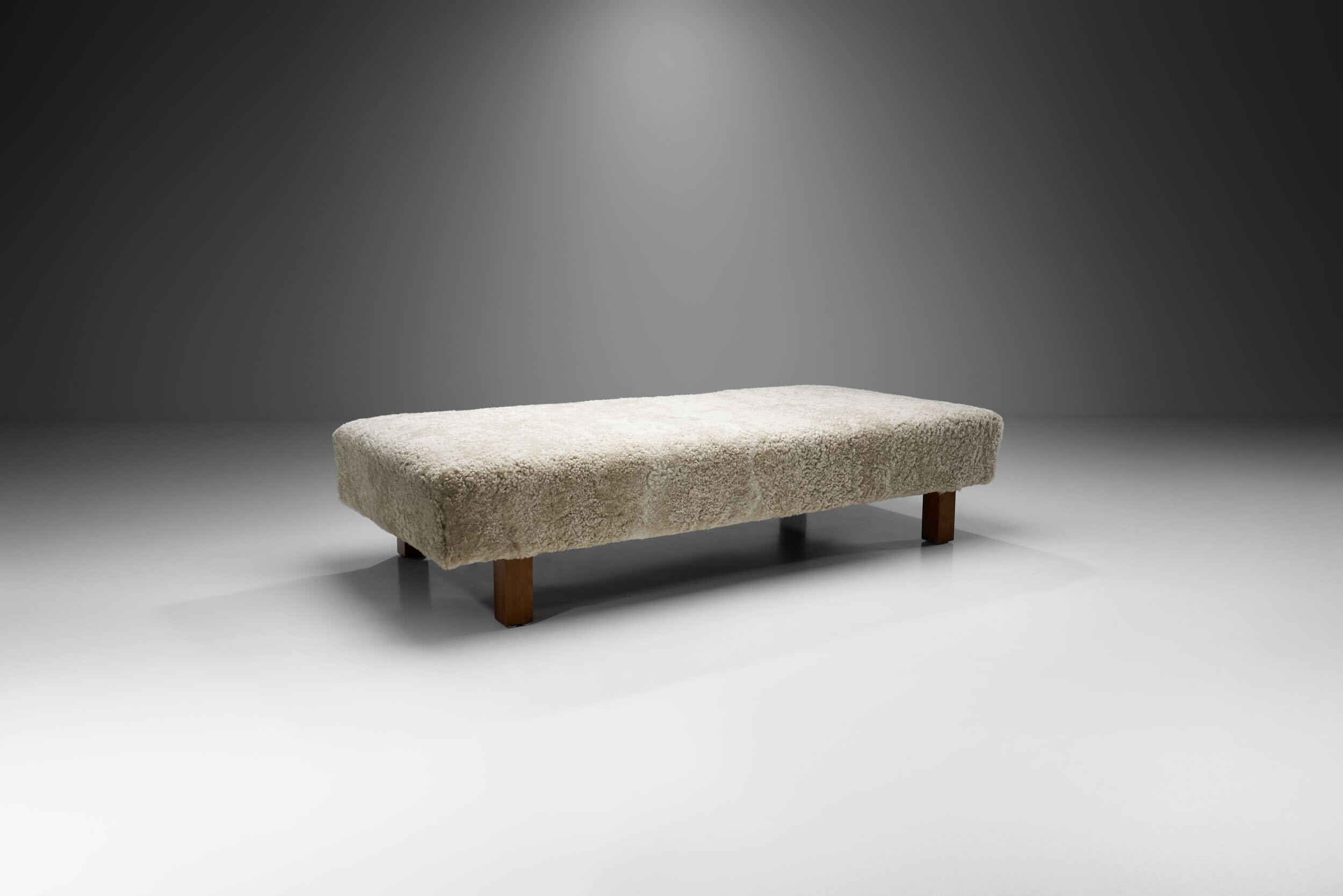 Danish Cabinetmaker Daybed in Sheepskin, Denmark 1950s (sold)