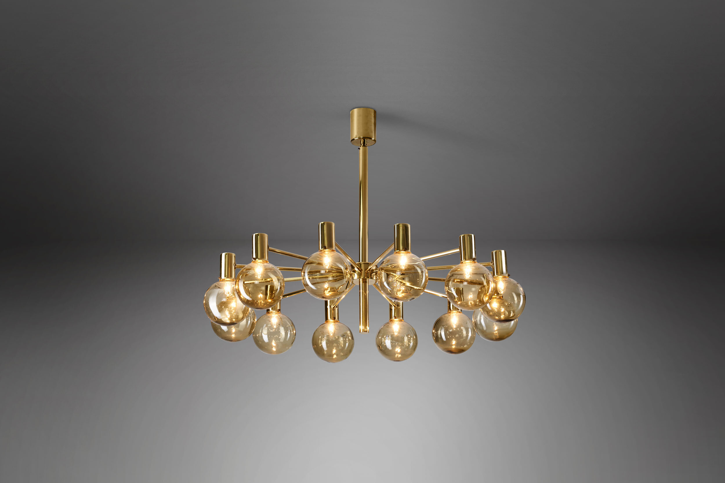 Hans-Agne Jakobsson Twelve-Light Chandelier for Hans Agne Jakobsson AB Markaryd, Sweden 1950s