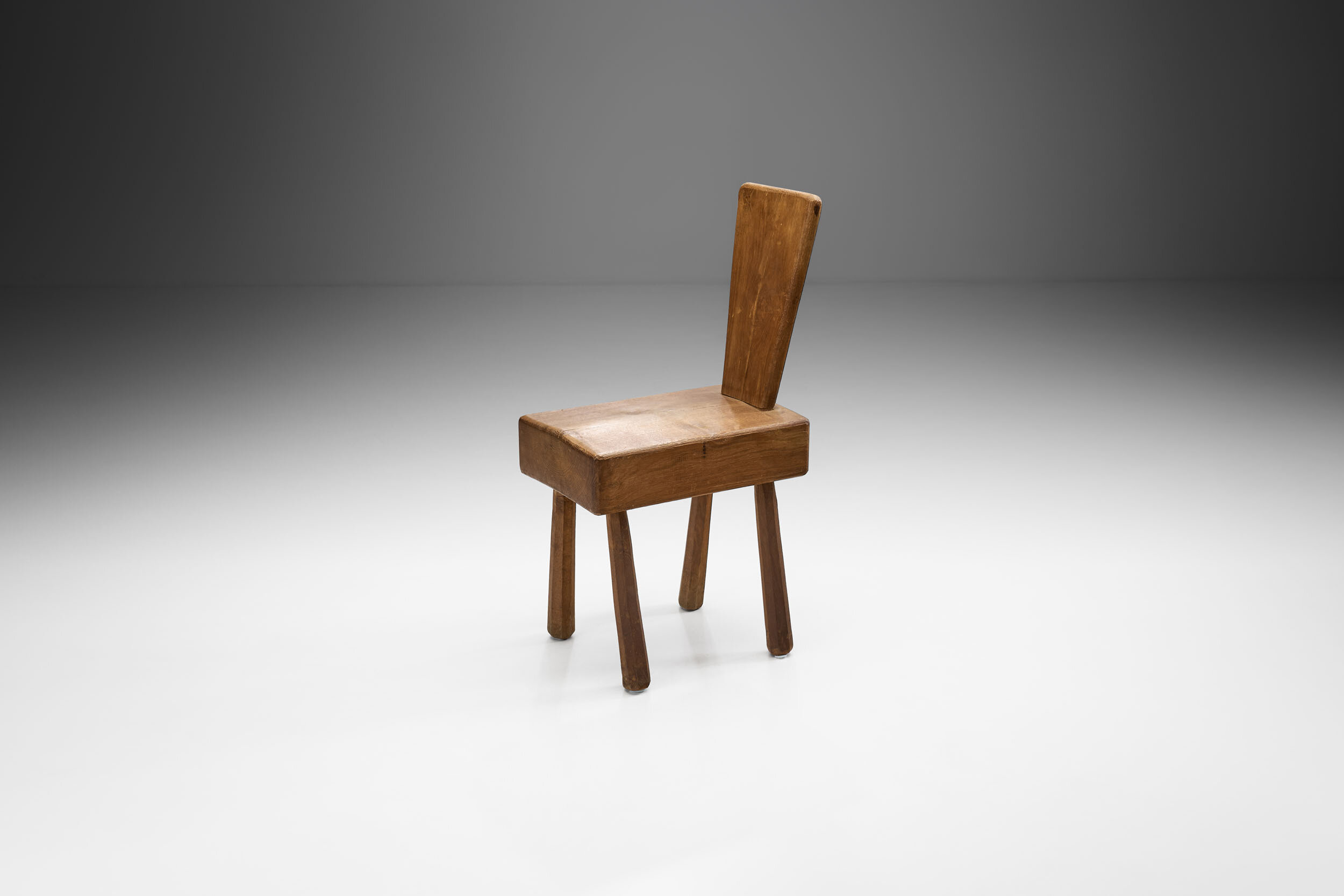 Mid-Century Brutalist Solid Oak Chair, France 1960s (sold)