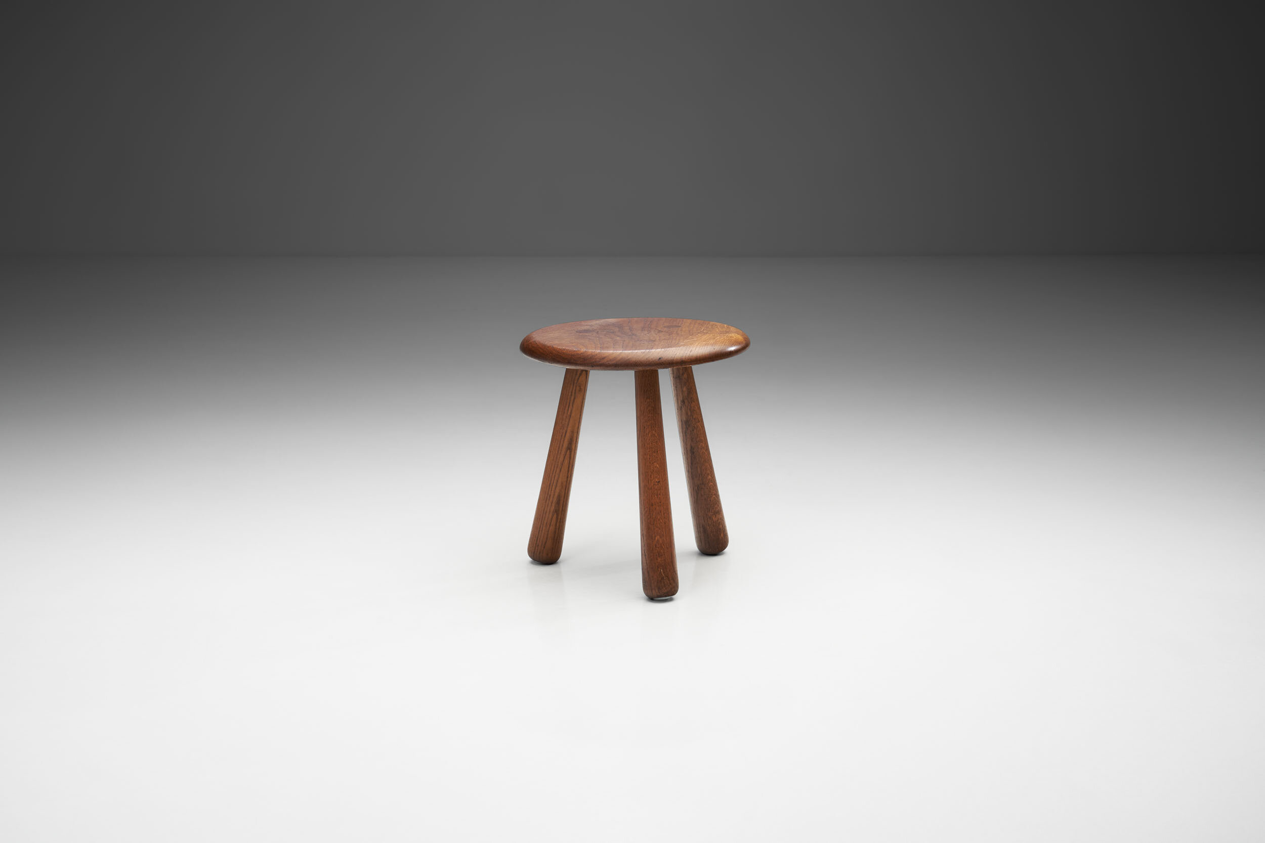 Mid-Century Modernist Oak Tripod Stool, Europe ca 1950s (sold)